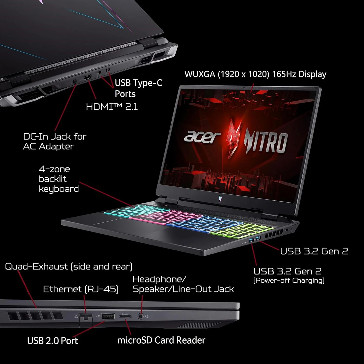 لپ تاپ گیمینگ Acer Nitro 16 | پردازنده شش هسته ای AMD Ryzen 5 7640HS | کارت گرافیک لپ تاپ NVIDIA GeForce RTX 4050 | صفحه نمایش 16 اینچی WUXGA 165Hz IPS | 8 گیگابایت DDR5 | 512 گیگابایت SSD Gen 4 | WiFi 6E | صفحه کلید با نور پس زمینه RGB | AN16-41-R148 لپ تاپ گیمینگ Acer Nitro 16 | پردازنده شش هسته ای AMD Ryzen 5 7640HS | کارت گرافیک لپ تاپ NVIDIA GeForce RTX 4050 | صفحه نمایش 16 اینچی WUXGA 165Hz IPS | 8 گیگابایت DDR5 | 512 گیگابایت SSD Gen 4 | WiFi 6E | صفحه کلید با نور پس زمینه RGB | AN16-41-R148