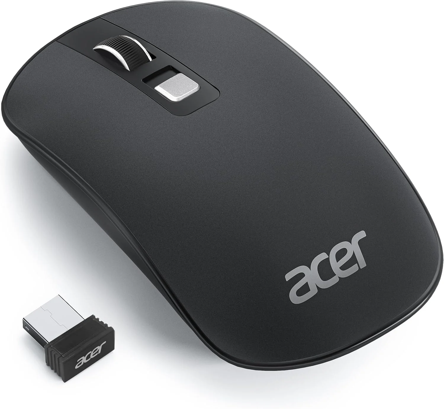 موس بی سیم ایسر، موس قابل حمل 2.4 گیگاهرتزی با گیرنده USB، موس کامپیوتر قابل حمل با DPI قابل تنظیم 800/1200/1600 با 4 دکمه، موس بی سیم تخت برای لپ تاپ، مک بوک، دسکتاپ، کامپیوتر
