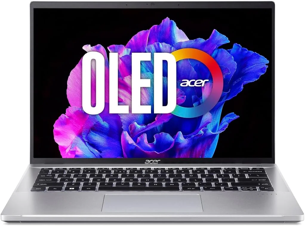 لپ تاپ فوق العاده باریک Acer Swift Go LPT نسل سیزدهم Intel Core i5-1335U با 10 هسته تا 4.60 گیگاهرتز / 8 گیگابایت رم LPDDR5 / 512 گیگابایت SSD / گرافیک Intel Iris XE / 14 اینچ 2.8K OLED DCI-P3 100% sRGB / FP / صفحه کلید با نور پس زمینه / Win11 Home نقره ای