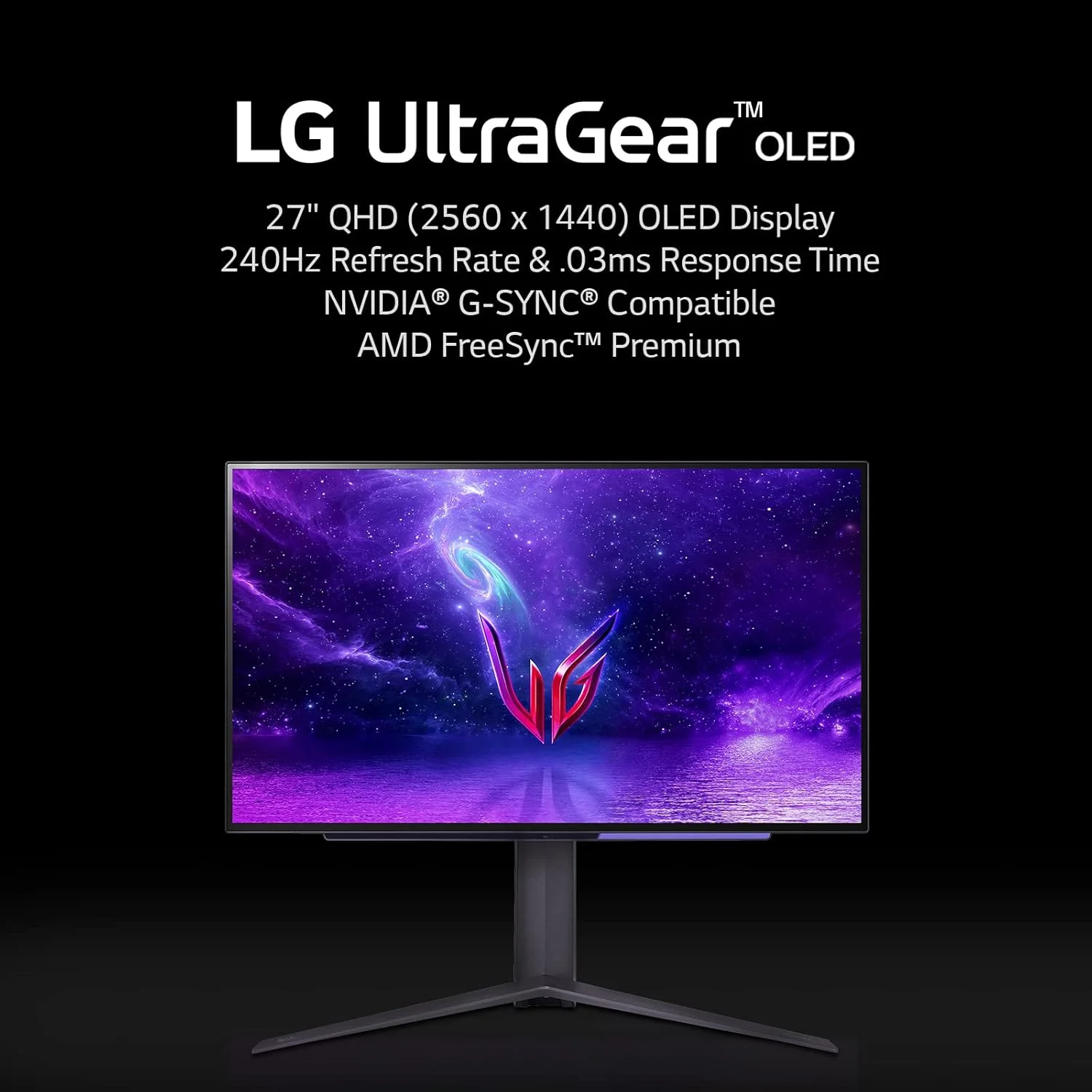 مانیتور گیمینگ 27 اینچی LG Ultragear OLED QHD با نرخ 240 هرتز، زمان پاسخگویی 0.03 میلی‌ثانیه GtG و سازگار با nVIDIA G-SYNC، مشکی (27GR95QE-B.AUS) (بازسازی شده)