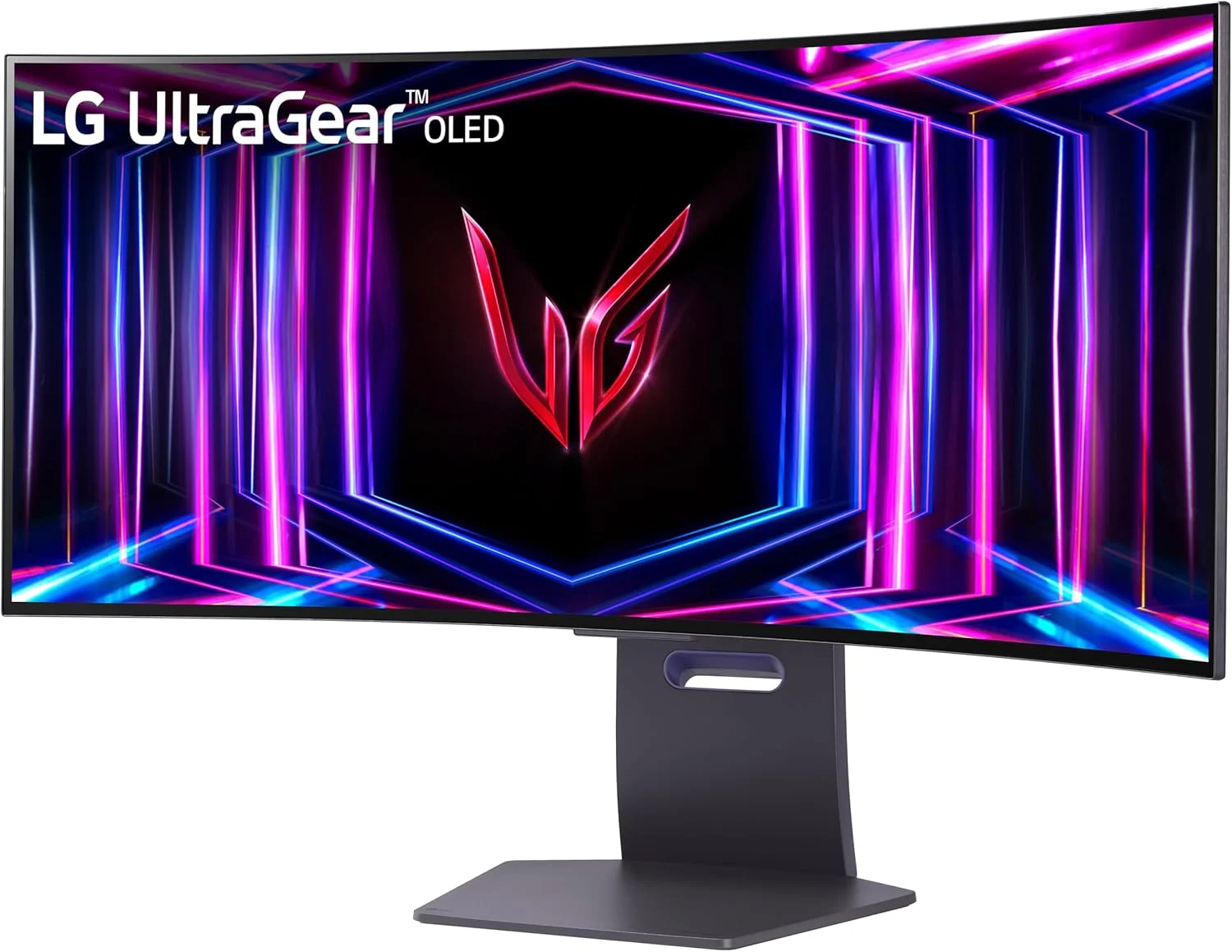 مانیتور گیمینگ خمیده اولد 34 اینچی ال‌جی مدل 34GS95QE Ultragear با رزولوشن WQHD، انحنای 800R، نرخ تازه‌سازی 240 هرتز، زمان پاسخ‌دهی 0.03 میلی‌ثانیه، DisplayHDR True Black 400، AMD FreeSync Premium Pro، NVIDIA G-Sync، HDMI 2.1، DisplayPort، پایه با قابلیت تنظیم ارتفاع/چرخش/شیب، رنگ مشکی