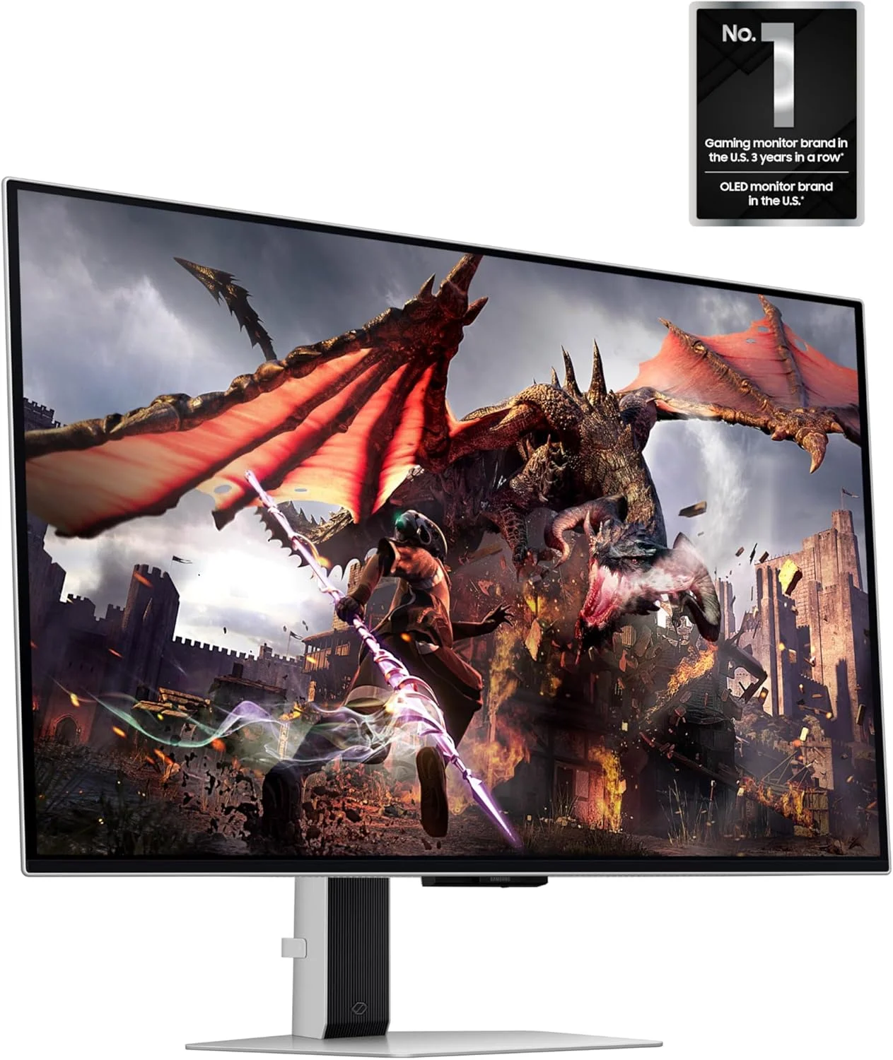 مانیتور گیمینگ هوشمند 32 اینچی SAMSUNG Odyssey OLED G8 (G80SD) سری 4K UHD، نرخ نوسازی 240 هرتز، زمان پاسخگویی 0.03 میلی‌ثانیه، صفحه نمایش بدون بازتاب نور، Gaming Hub، طراحی فلزی شیک قابل تنظیم، LS32DG802SNXZA، 2024