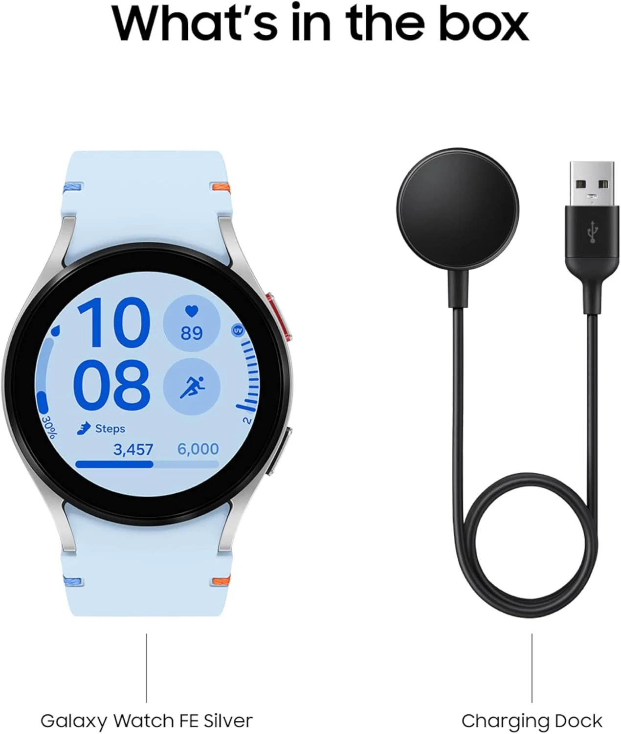 ساعت هوشمند SAMSUNG Galaxy Watch FE 40mm LTE AI با قابلیت ردیابی تناسب اندام، سنسور BIA، مناطق HR شخصی‌سازی‌شده، ردیاب ضربان قلب، مانیتور خواب، 2024، نقره‌ای [نسخه ایالات متحده، 1 سال گارانتی سازنده]