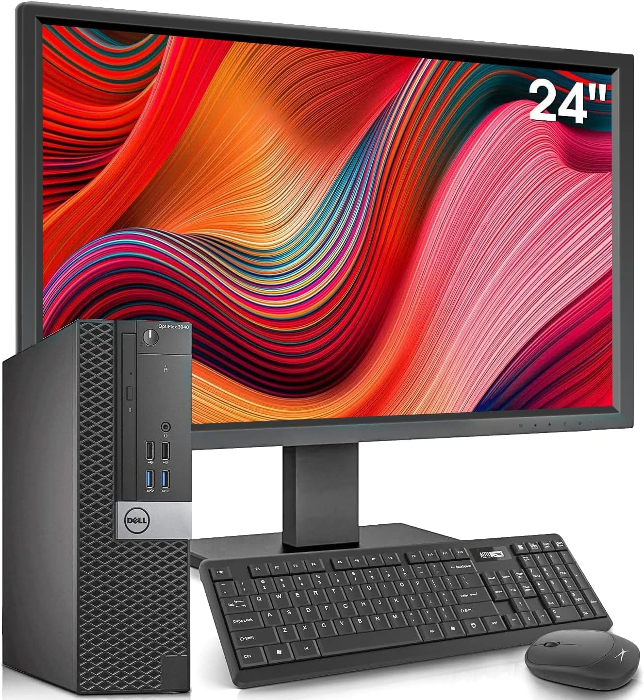کامپیوتر رومیزی Dell OptiPlex با مانیتور 24 اینچی، پردازنده i7-6700 3.4GHz، رم 16GB، SSD 512GB جدید، وای فای بلوتوث داخلی Intel AC7260، HDMI، کامپیوتر رومیزی بازسازی شده، ویندوز 10 پرو (نوسازی شده)