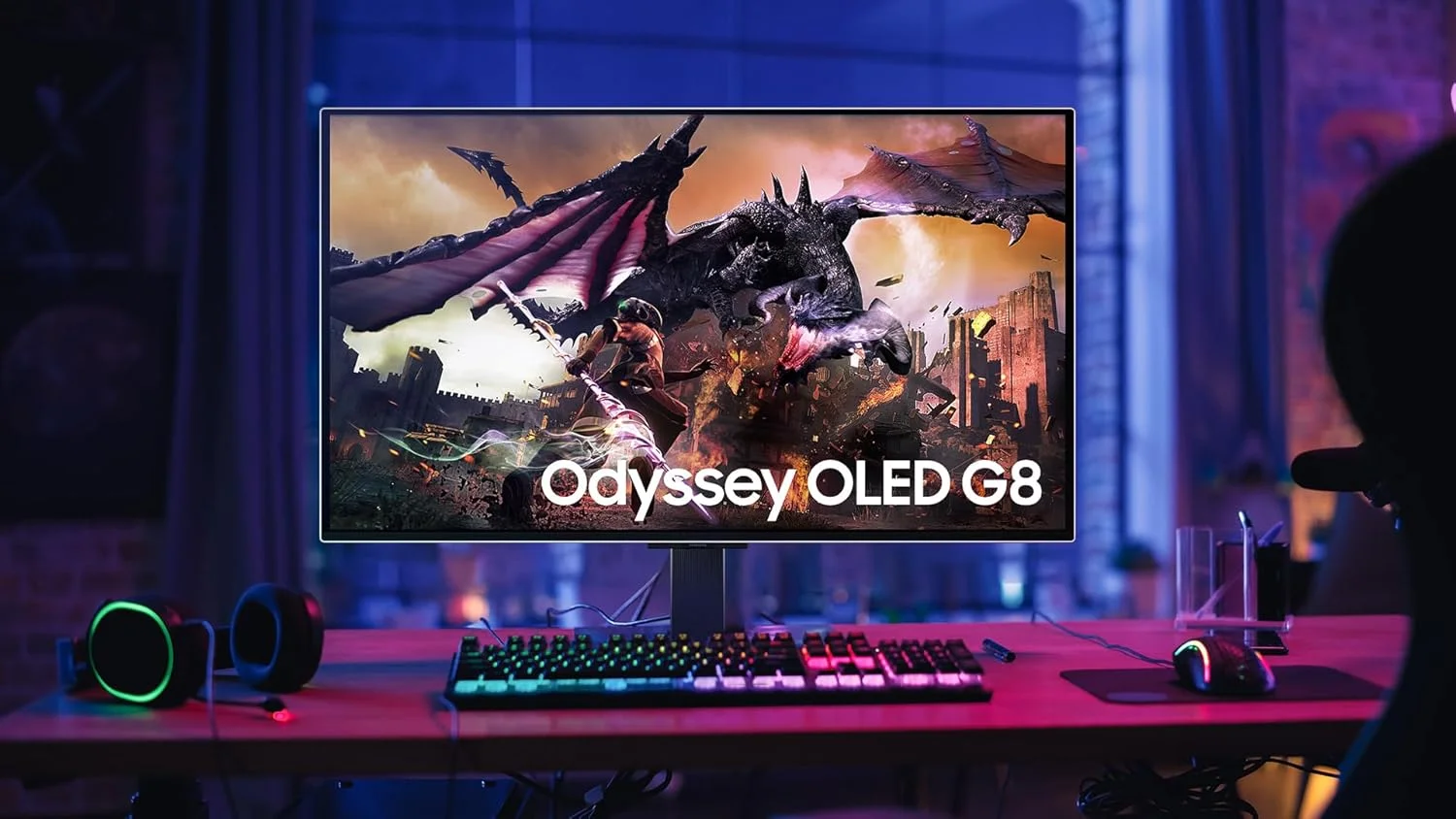 مانیتور گیمینگ هوشمند 32 اینچی SAMSUNG Odyssey OLED G8 (G80SD) سری 4K UHD، نرخ نوسازی 240 هرتز، زمان پاسخگویی 0.03 میلی‌ثانیه، صفحه نمایش بدون بازتاب نور، Gaming Hub، طراحی فلزی شیک قابل تنظیم، LS32DG802SNXZA، 2024