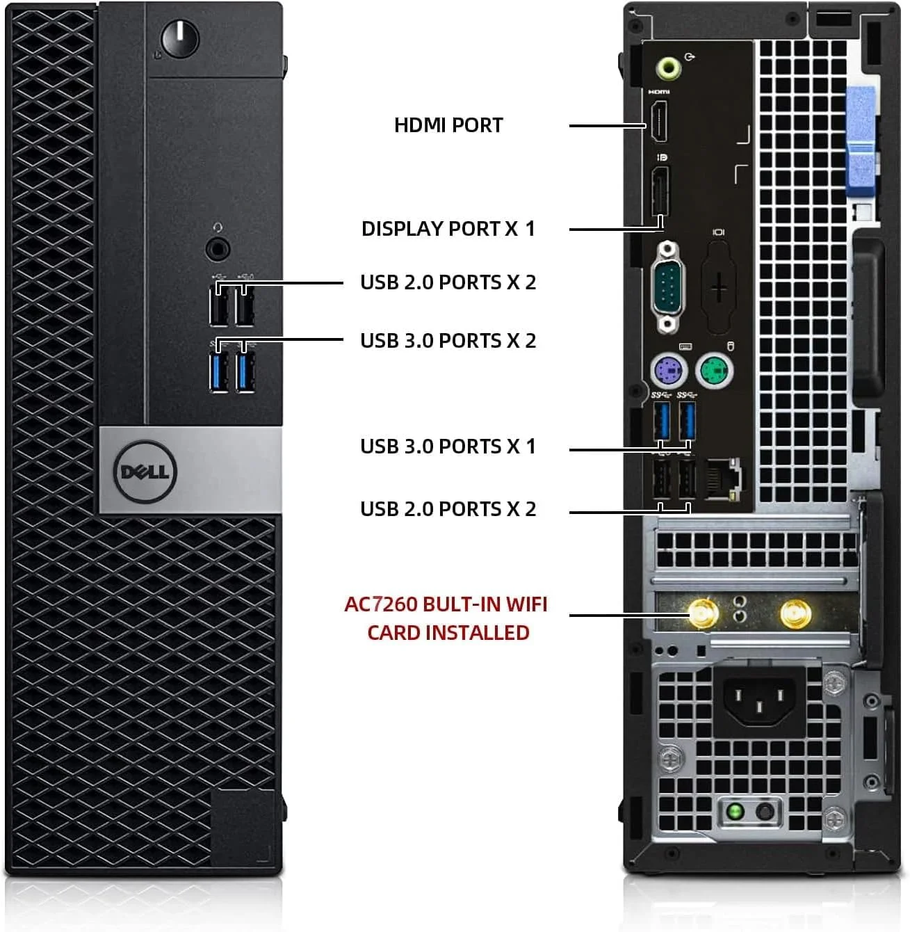 کامپیوتر رومیزی Dell OptiPlex با مانیتور 24 اینچی، پردازنده i7-6700 3.4GHz، رم 16GB، SSD 512GB جدید، وای فای بلوتوث داخلی Intel AC7260، HDMI، کامپیوتر رومیزی بازسازی شده، ویندوز 10 پرو (نوسازی شده)