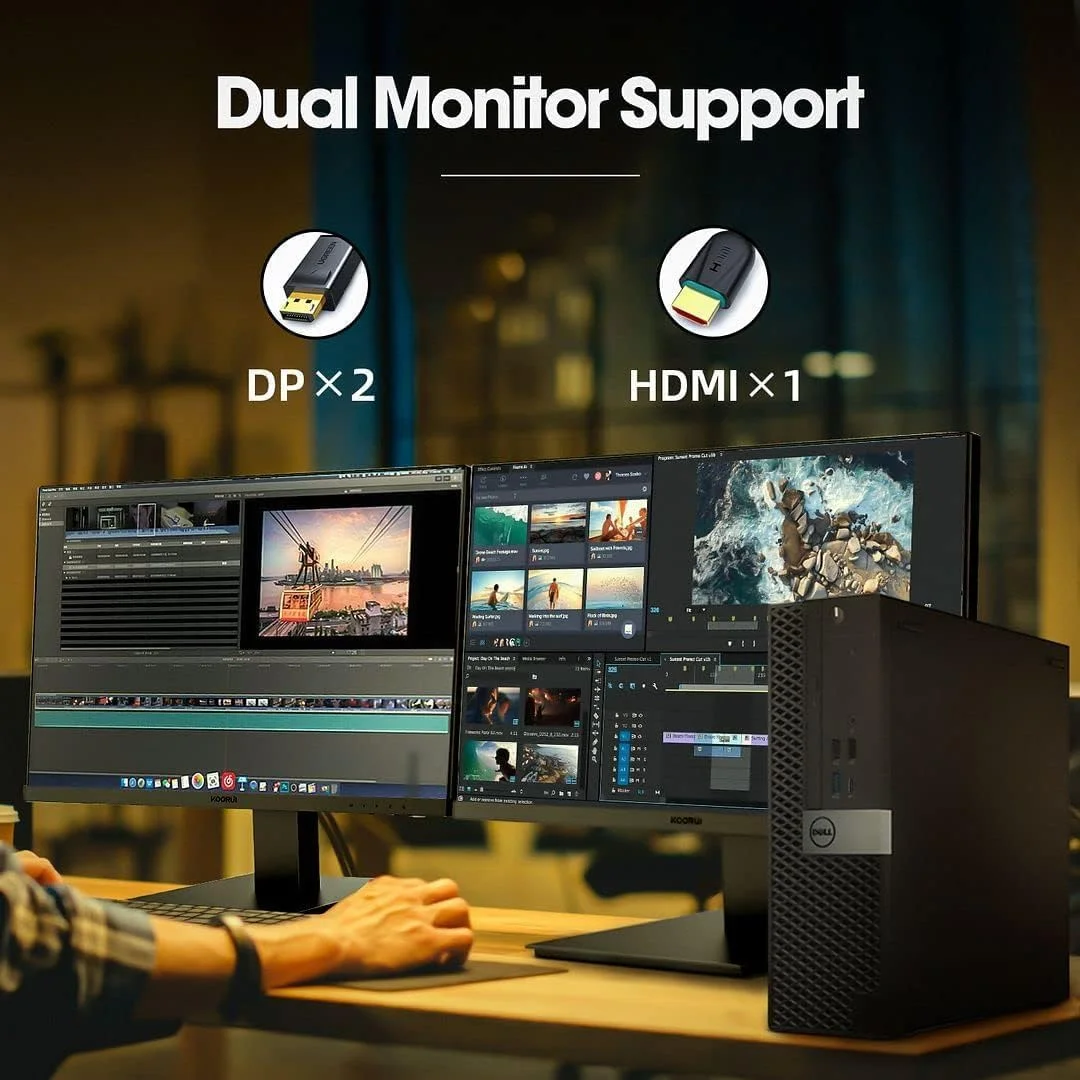 کامپیوتر رومیزی Dell OptiPlex با مانیتور 24 اینچی، پردازنده i7-6700 3.4GHz، رم 16GB، SSD 512GB جدید، وای فای بلوتوث داخلی Intel AC7260، HDMI، کامپیوتر رومیزی بازسازی شده، ویندوز 10 پرو (نوسازی شده)