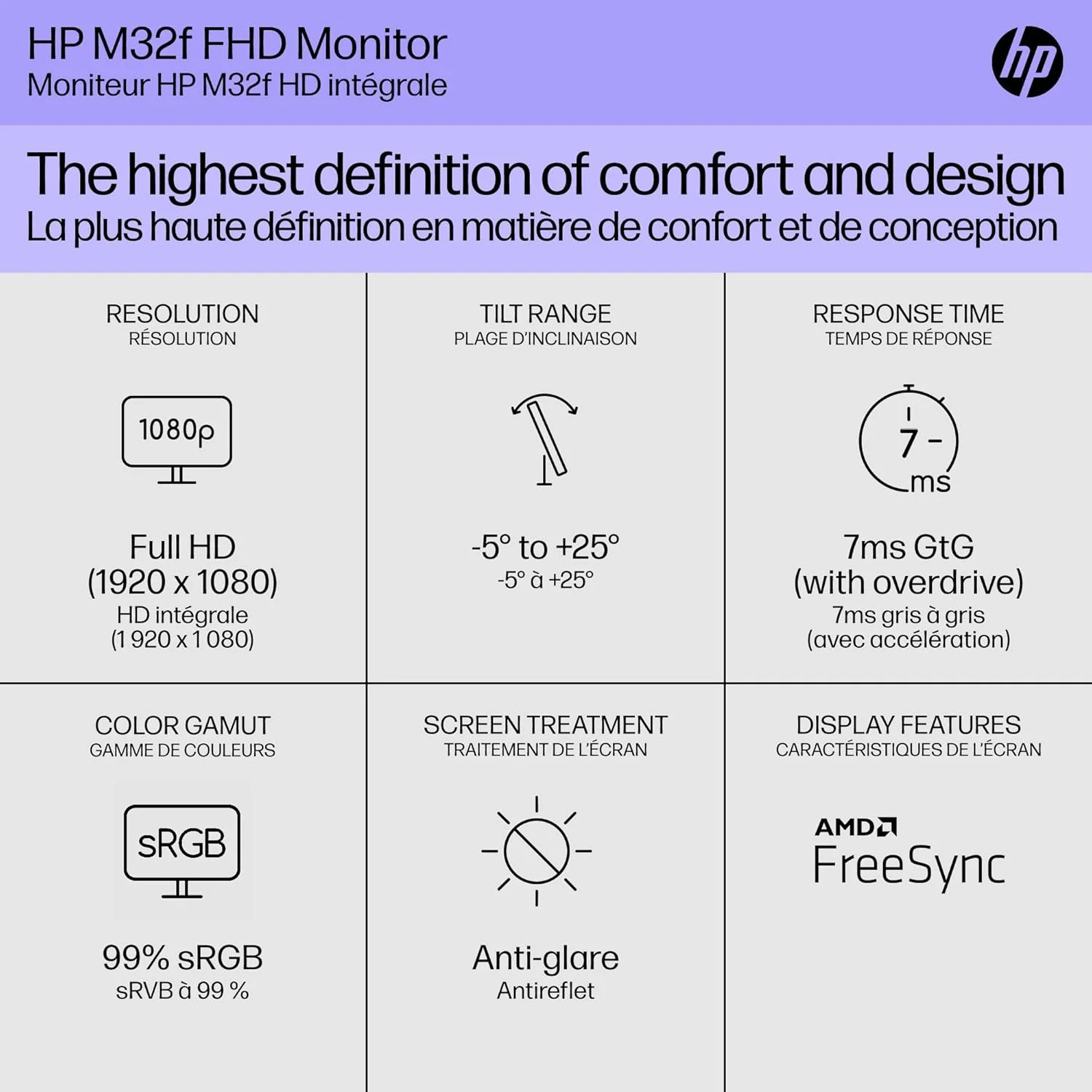 مانیتور ال ای دی 31.5 اینچی HP - M32f Full HD FreeSync - نقره ای و مشکی