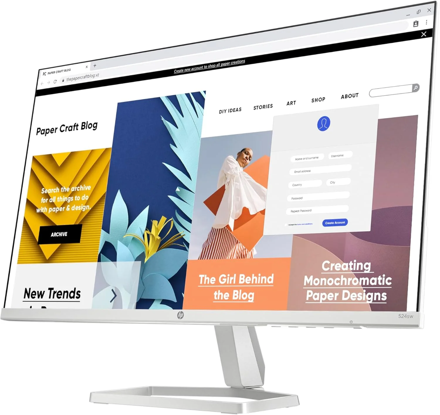 مانیتور 23.8 اینچی سفید HP سری 5 مدل 524sw با کیفیت FHD