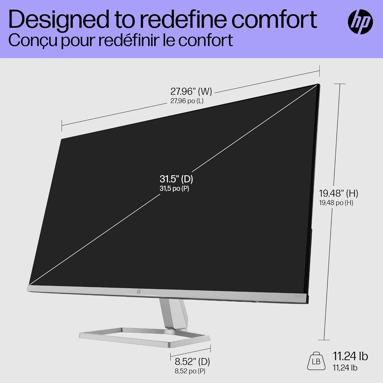 مانیتور ال ای دی 31.5 اینچی HP - M32f Full HD FreeSync - نقره ای و مشکی