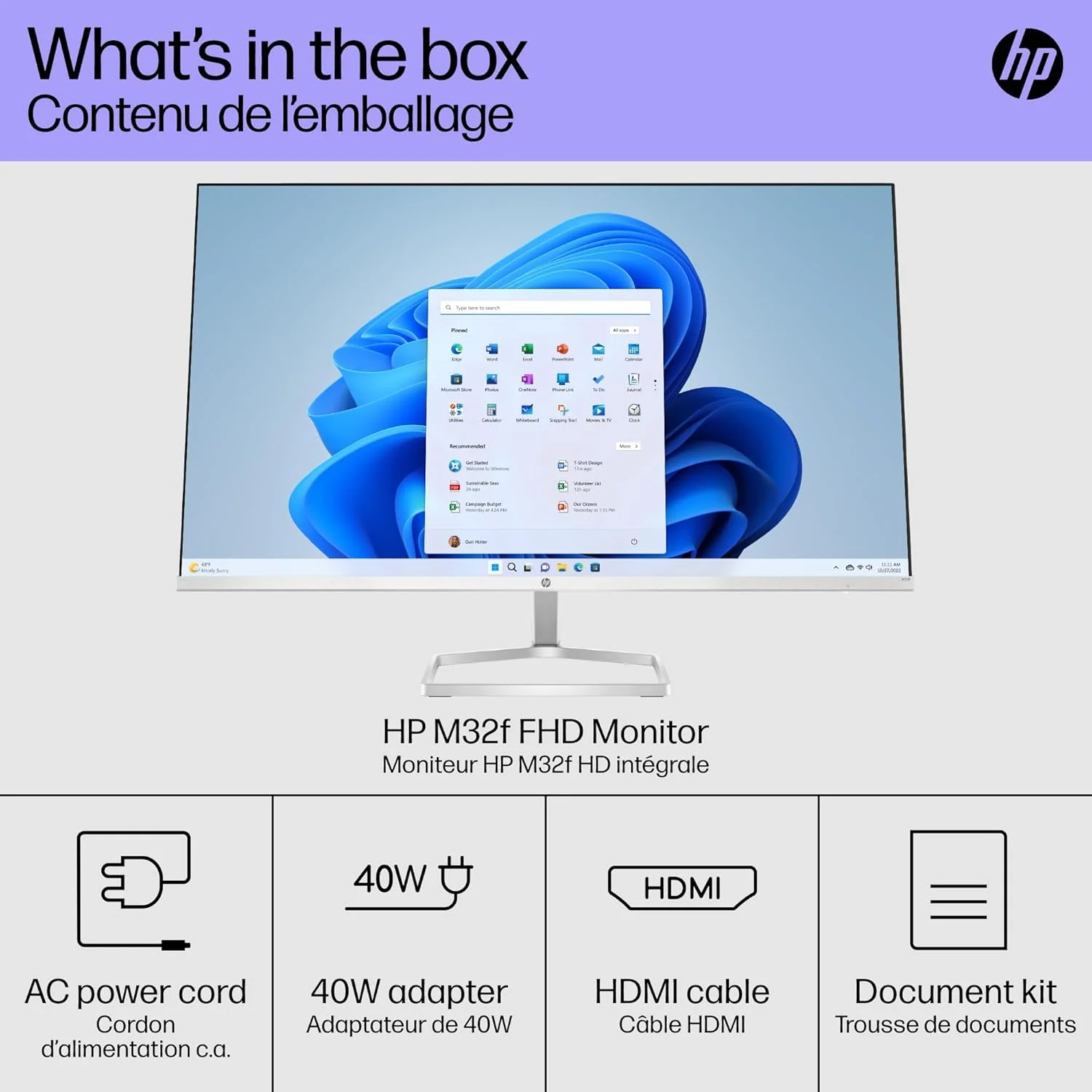 مانیتور ال ای دی 31.5 اینچی HP - M32f Full HD FreeSync - نقره ای و مشکی