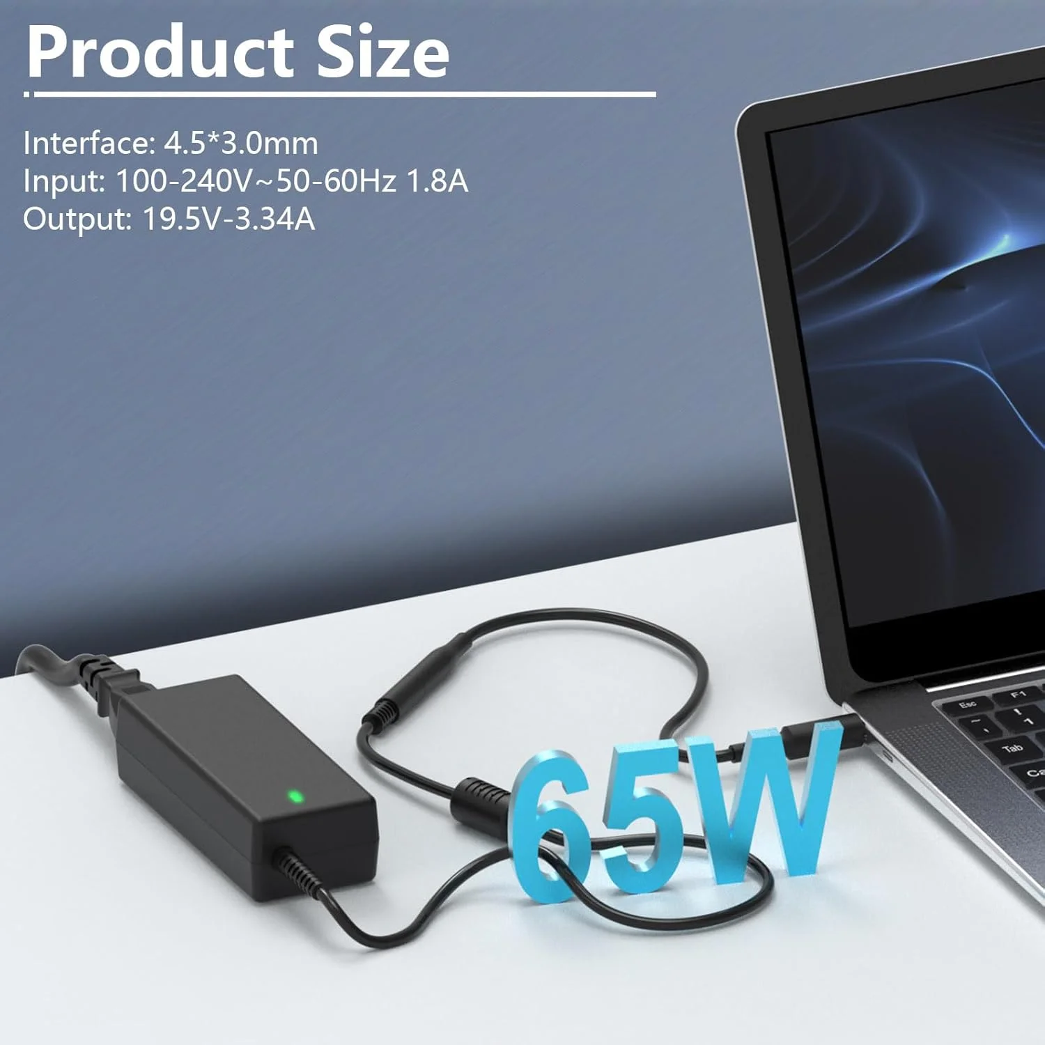 آداپتور شارژر لپ تاپ 65 وات 45 وات سازگار با Dell Inspiron سری 13 14 15 17 3000 5000 7000 Latitude 3510 3410 3520 3420 Vostro 5301 5390 19.5V 3.34A منبع تغذیه با نوک های 4.5*3.0mm و 7.4*5.0mm