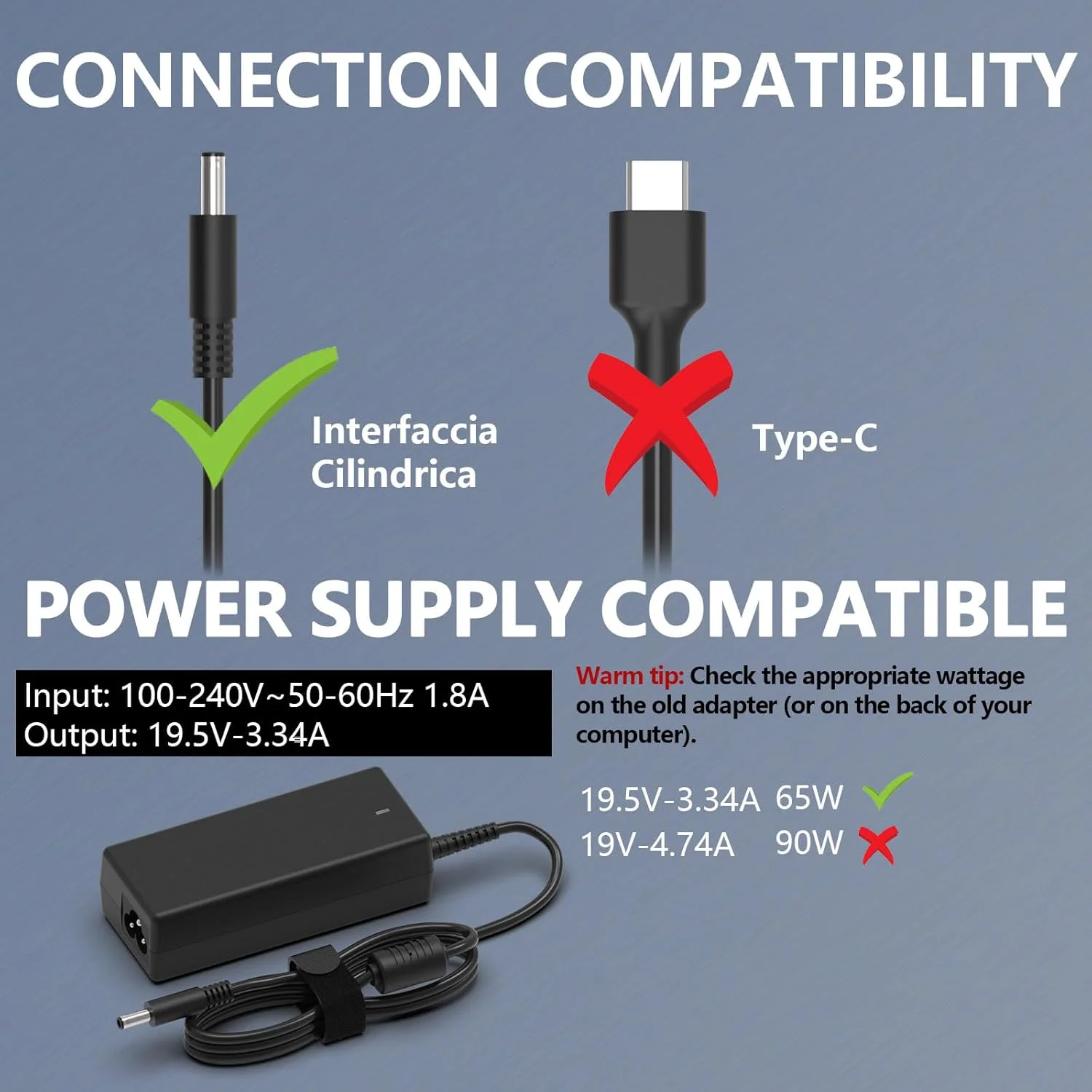 آداپتور شارژر لپ تاپ 65 وات 45 وات سازگار با Dell Inspiron سری 13 14 15 17 3000 5000 7000 Latitude 3510 3410 3520 3420 Vostro 5301 5390 19.5V 3.34A منبع تغذیه با نوک های 4.5*3.0mm و 7.4*5.0mm