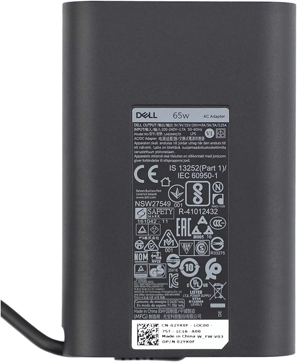 آداپتور برق 65 وات دل 20 ولت 3.25 آمپر USB-C