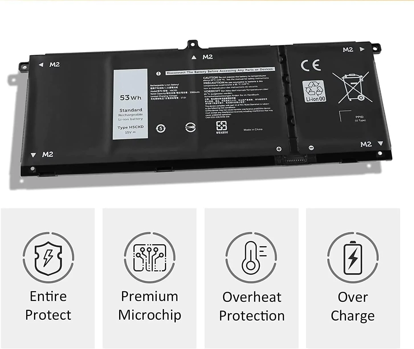 باتری لپ تاپ 15V 53WH H5CKD سازگار با Dell 9077G 09077G TXD03 0TXD03 0H5CKD JK6Y6 Inspiron 5300 5301 5401 5402 5408 5409 5501 5502 5508 5509 Series باتری لپ تاپ 15V 53WH H5CKD سازگار با Dell 9077G 09077G TXD03 0TXD03 0H5CKD JK6Y6 Inspiron 5300 5301 5401 5402 5408 5409 5501 5502 5508 5509 Series
