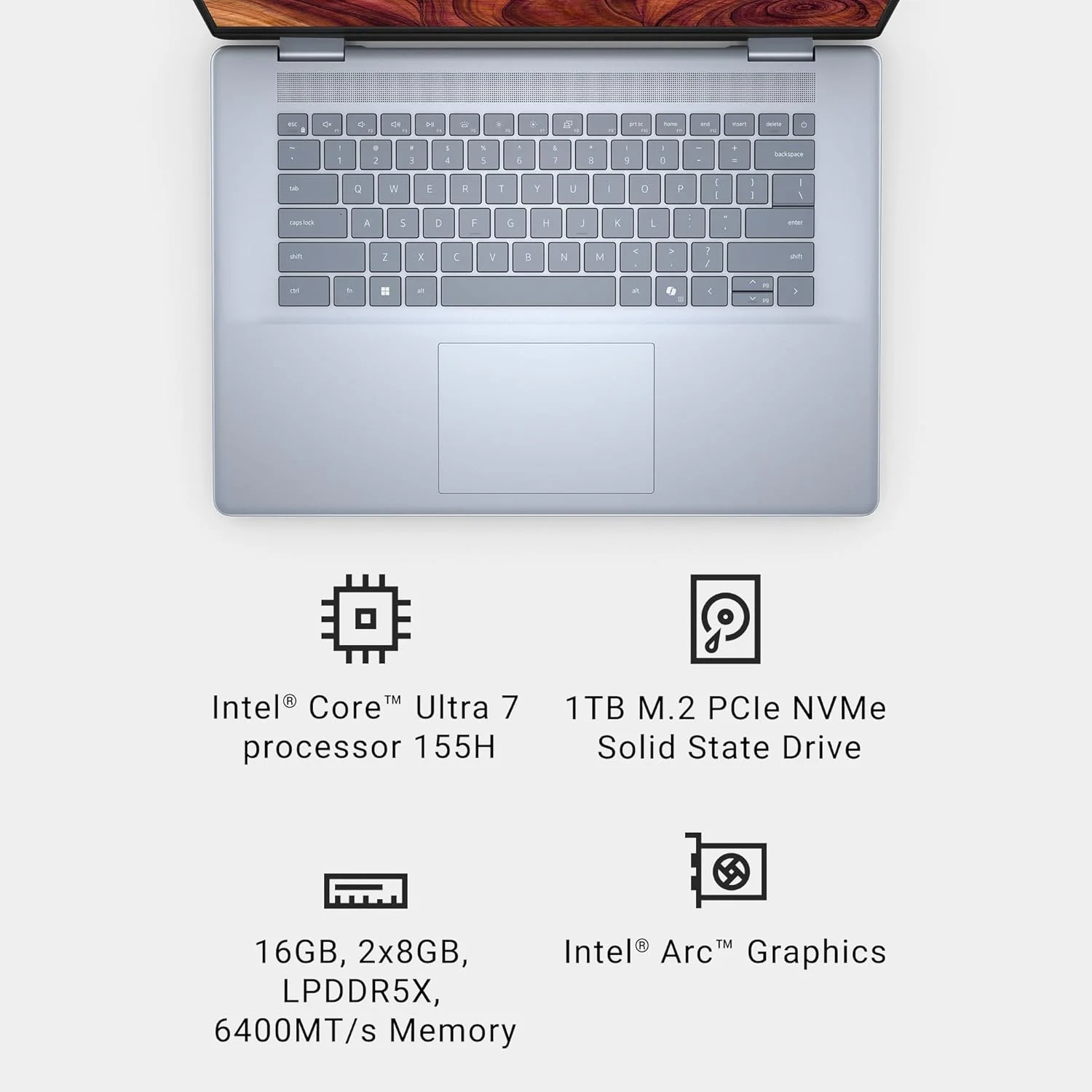 لپ تاپ دل Inspiron 16 Plus 7640 - صفحه نمایش 16 اینچی 16:10 2.5K (2560x1600)، پردازنده Intel Core Ultra 7-155H، رم 16 گیگابایتی LPDDR5X، حافظه SSD 1 ترابایتی، گرافیک Intel Arc، ویندوز 11 پرو، خدمات در محل و انتقال - آبی یخی لپ تاپ دل Inspiron 16 Plus 7640 - صفحه نمایش 16 اینچی 16:10 2.5K (2560x1600)، پردازنده Intel Core Ultra 7-155H، رم 16 گیگابایتی LPDDR5X، حافظه SSD 1 ترابایتی، گرافیک Intel Arc، ویندوز 11 پرو، خدمات در محل و انتقال - آبی یخی