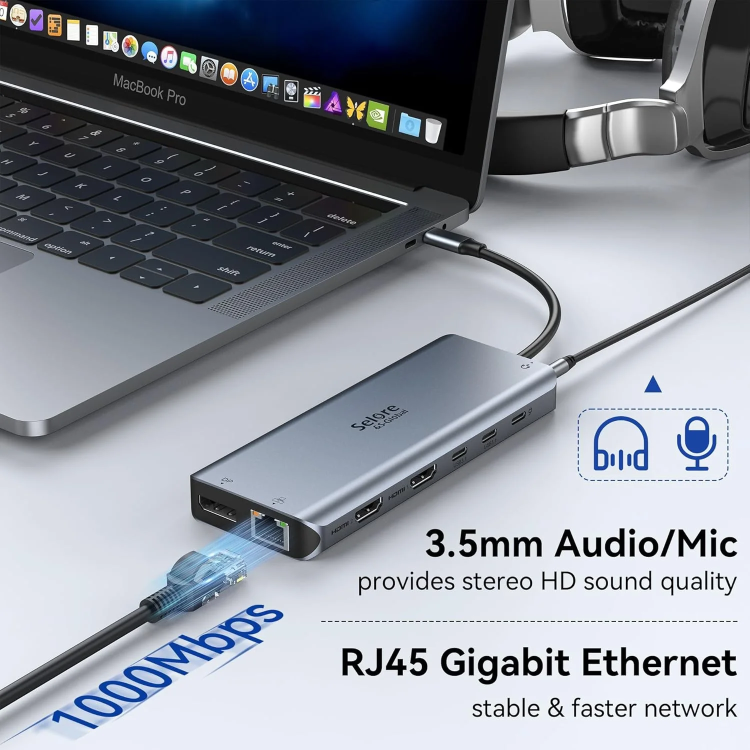 ایستگاه داکینگ لپ تاپ USB C سلور، هاب آداپتور داکینگ 13 در 1 USB C با 3 مانیتور با پورت های 4K DP+4K HDMI+PD+RJ45 Ethernet+USB 3.1&2.0+SD/TF+Audio سازگار برای Macbook Dell HP ایستگاه داکینگ لپ تاپ USB C سلور، هاب آداپتور داکینگ 13 در 1 USB C با 3 مانیتور با پورت های 4K DP+4K HDMI+PD+RJ45 Ethernet+USB 3.1&2.0+SD/TF+Audio سازگار برای Macbook Dell HP