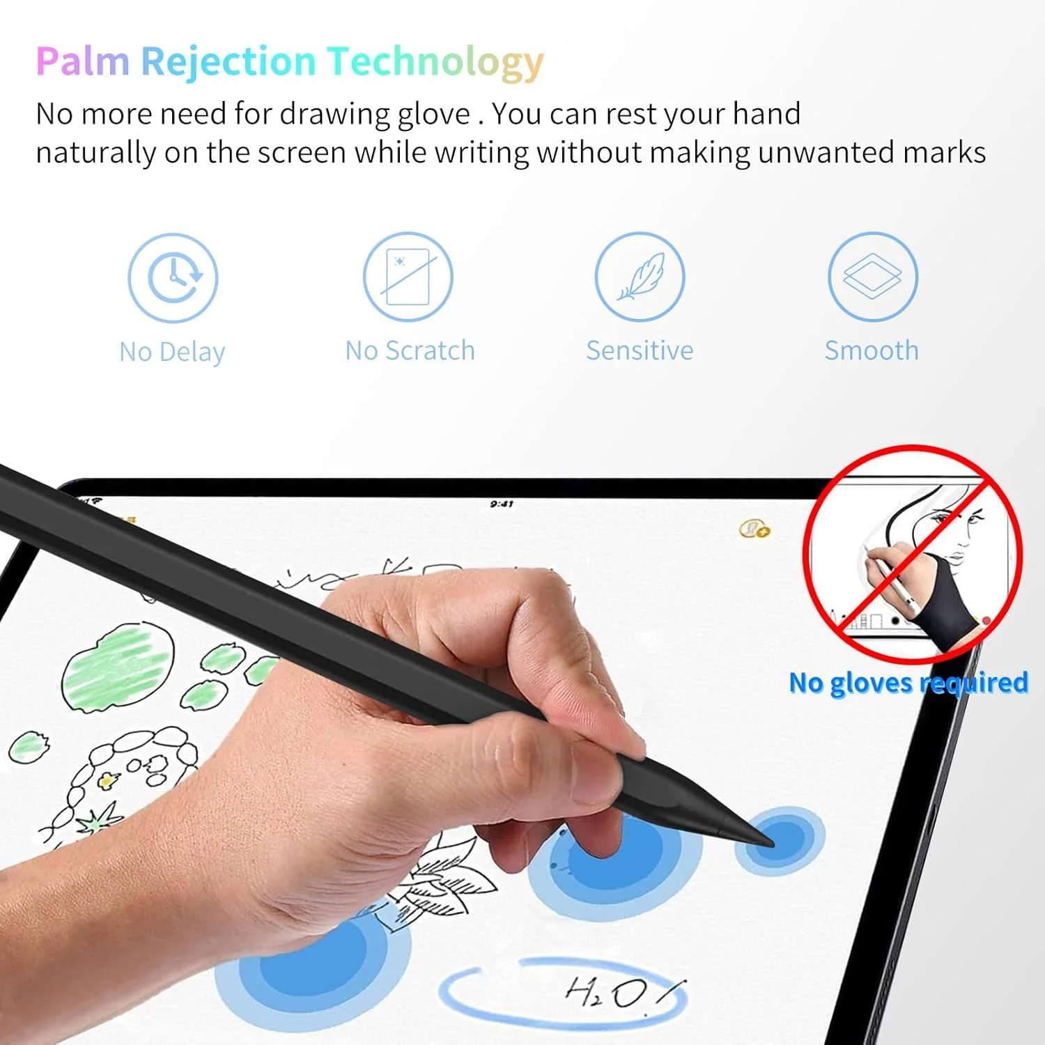 قلم استایلوس INFOSUN برای آیپد نسل 9 و 10 با قابلیت رد دست، مداد فعال سازگار با Apple iPad نسل 10/9/8/7/6، iPad Air نسل 5/4/3، iPad Pro 11 و 12.9 اینچ (مشکی)