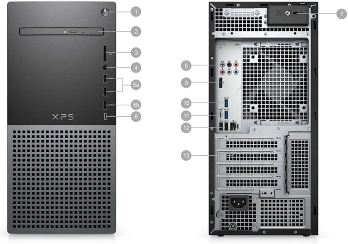 کامپیوتر رومیزی Dell XPS 8950 (2022) | پردازنده Core i9-12900K - حافظه SSD یک ترابایتی + هارد دیسک یک ترابایتی - رم 128 گیگابایتی - کارت گرافیک Nvidia GeForce RTX 3090 | 16 هسته با فرکانس 5.2 گیگاهرتز - حافظه 24 گیگابایتی GDDR6X ویندوز 11 پرو نقره ای