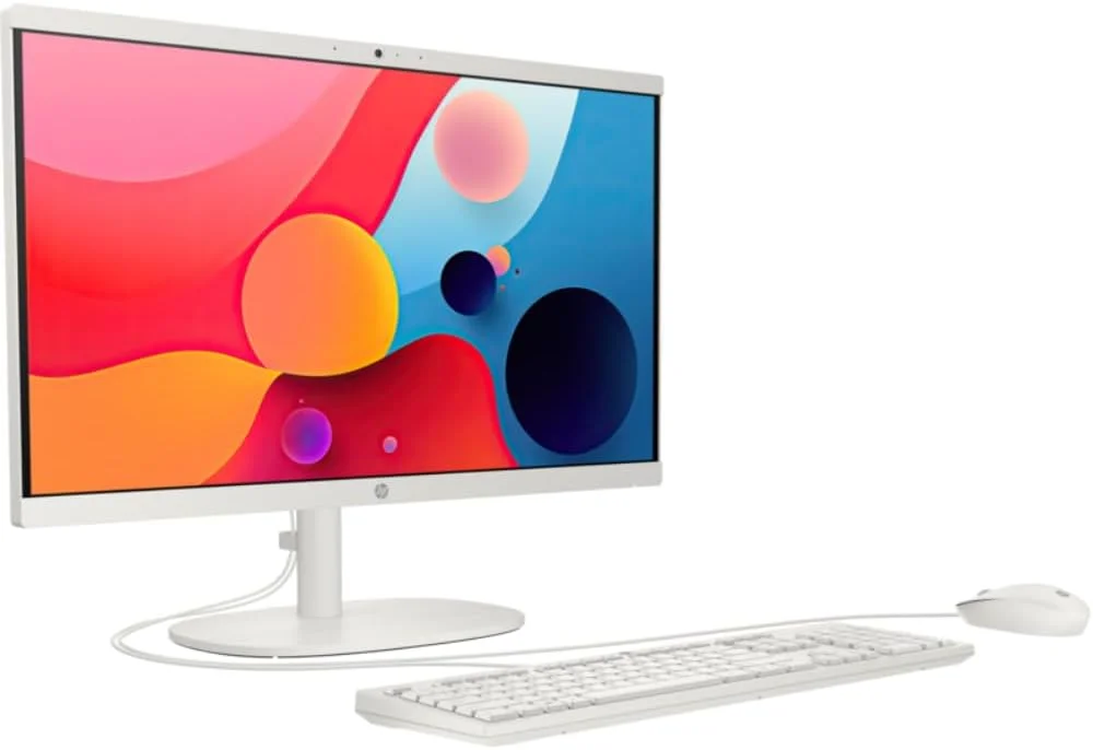 کامپیوتر همه کاره HP AIO 22-dg0012nh – صفحه نمایش 21.5 اینچی FHD VA، پردازنده Intel Core i3-N300، رم 8 گیگابایتی DDR5، حافظه SSD 512 گیگابایتی، Wi-Fi 6، Windows 11 Pro، شامل صفحه کلید و ماوس – سفید صدفی