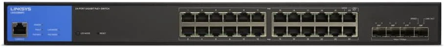 سوئیچ شبکه 24 پورت گیگابیتی PoE+ لینکسیس LGS328MPC-EU با توان 410 وات، دارای 4 پورت آپلینک 10G SFP+، سوئیچ هوشمند مدیریت شده، اسپلیتر اترنت با شاسی فلزی، قابلیت نصب روی دیوار یا میز سوئیچ شبکه 24 پورت گیگابیتی PoE+ لینکسیس LGS328MPC-EU با توان 410 وات، دارای 4 پورت آپلینک 10G SFP+، سوئیچ هوشمند مدیریت شده، اسپلیتر اترنت با شاسی فلزی، قابلیت نصب روی دیوار یا میز