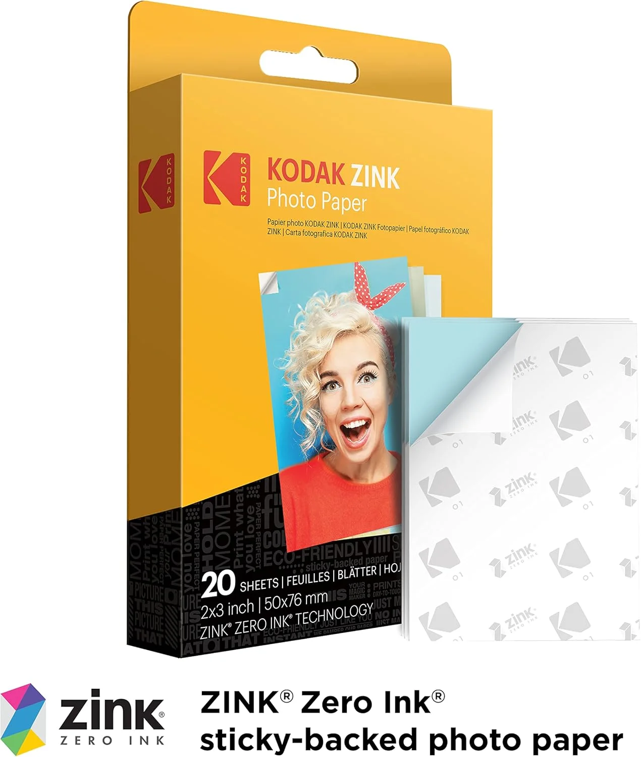 بسته شروع دوربین چاپ فوری دیجیتال 2 در 1 و چاپگر عکس بلوتوث بی سیم KODAK Smile+ به همراه کیف نرم + کاغذ عکس چسبی Zink 20 عددی - 10 مگاپیکسل، لنز چرخان با جلوه ویژه - مشکی