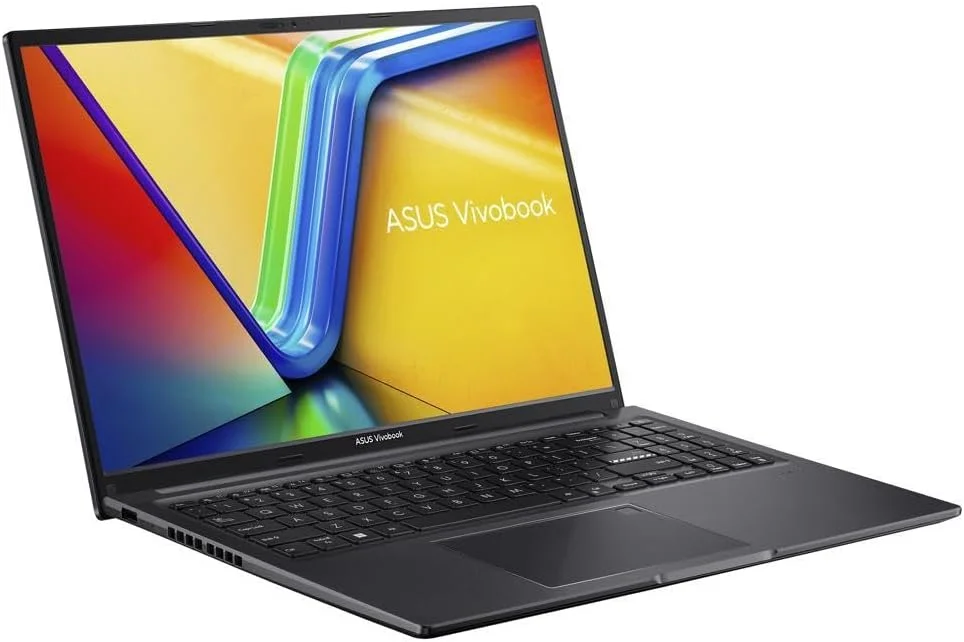لپ تاپ 16 اینچی ASUS VivoBook، صفحه نمایش 16 اینچی WUXGA (1920 x 1200) 16:10، پردازنده AMD Ryzen 5 7530U، گرافیک AMD Radeon™، رم 8 گیگابایتی، SSD 512 گیگابایتی، حسگر اثر انگشت، ویندوز 11 هوم، مشکی Indie، M1605YA-ES52