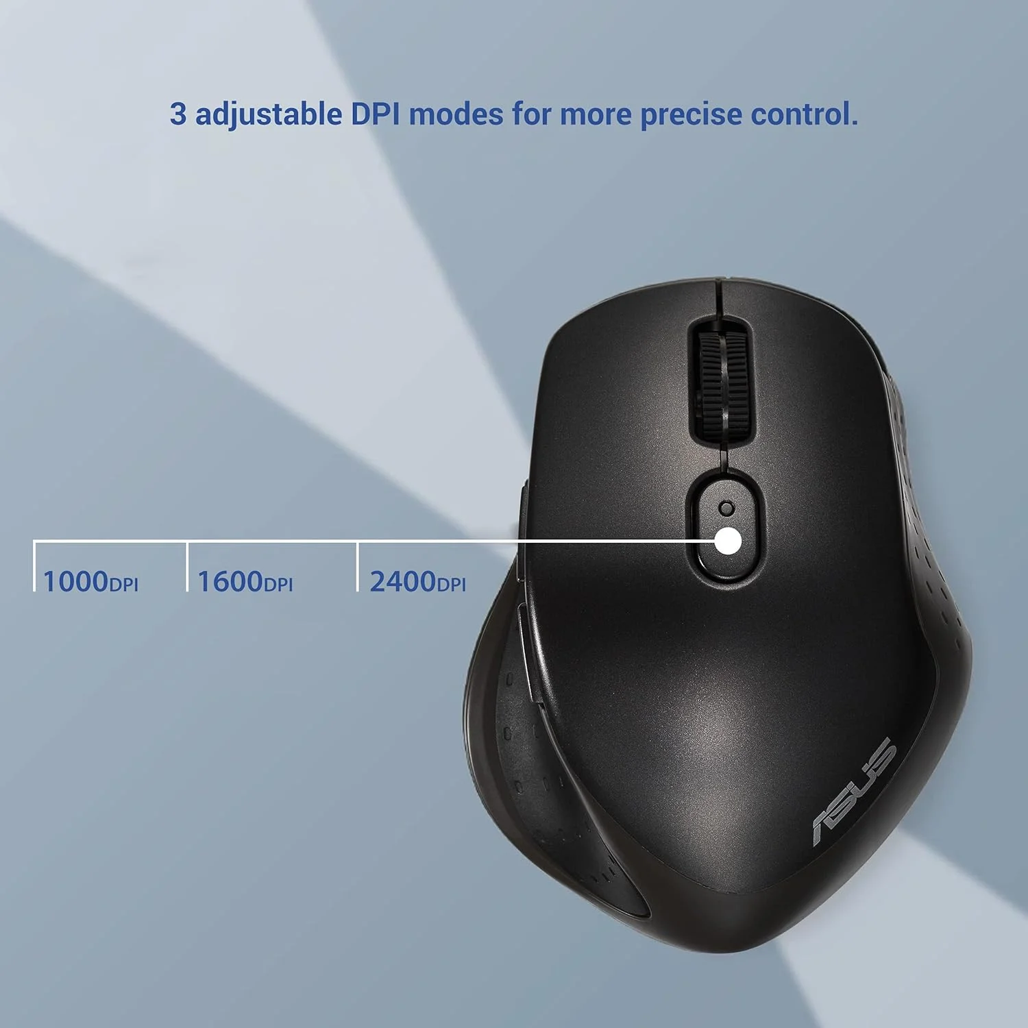 موس بی سیم چند دستگاهه بی صدای ASUS MW203، 2.4 گیگاهرتز با گیرنده نانو USB، ردیابی نوری 2400 DPI، 6 دکمه، سازگار با PC/لپ تاپ - مشکی (MW203 (مشکی))