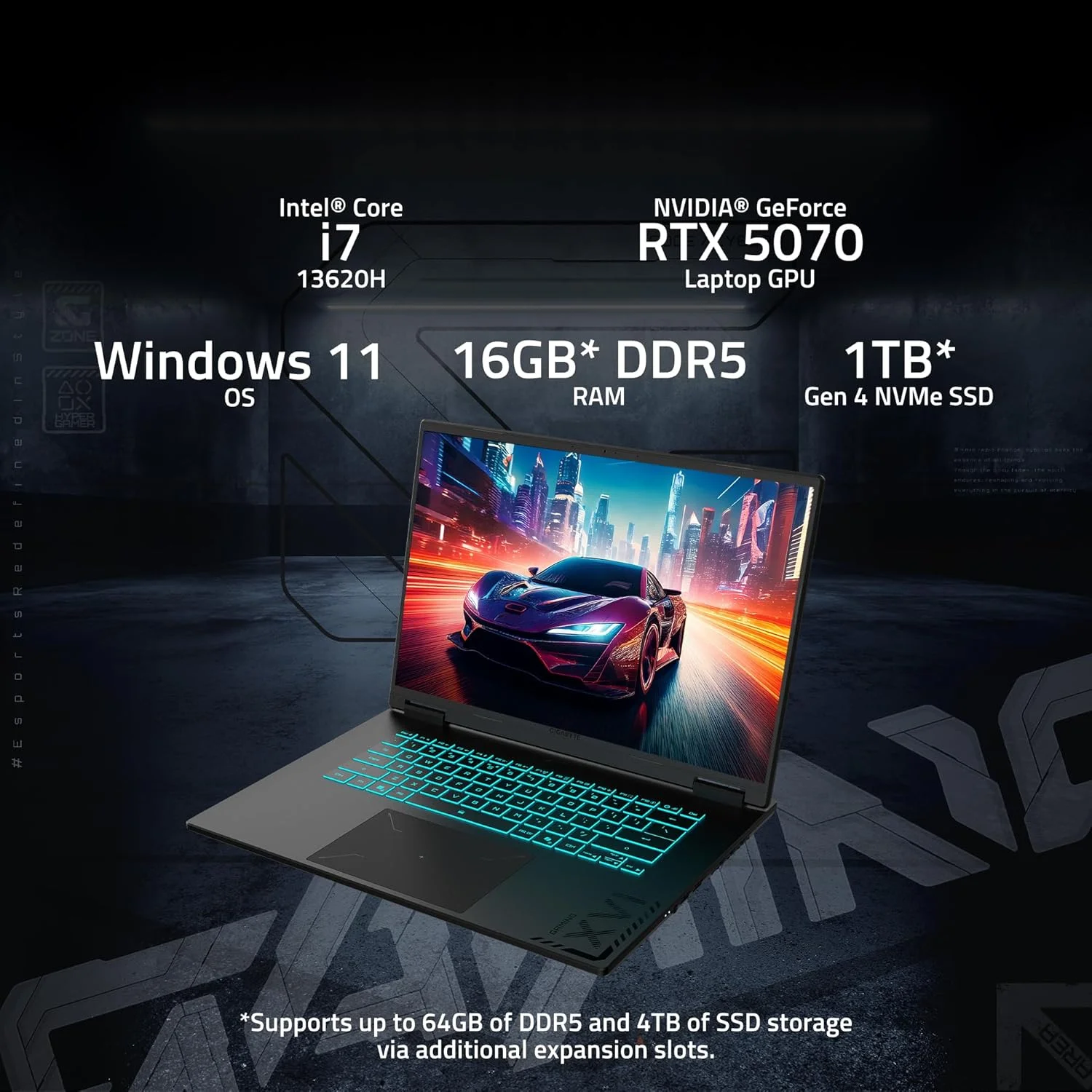 لپ تاپ گیمینگ GIGABYTE - Gaming A16 - صفحه نمایش 165 هرتز 1920x1200 WUXGA - NVIDIA GeForce RTX 5070 - Intel i7-13620H - 1 ترابایت SSD با 16 گیگابایت رم DDR5 - ویندوز 11 Home AD Gaming A16 CWHI3US894SH لپ تاپ گیمینگ GIGABYTE - Gaming A16 - صفحه نمایش 165 هرتز 1920x1200 WUXGA - NVIDIA GeForce RTX 5070 - Intel i7-13620H - 1 ترابایت SSD با 16 گیگابایت رم DDR5 - ویندوز 11 Home AD Gaming A16 CWHI3US894SH