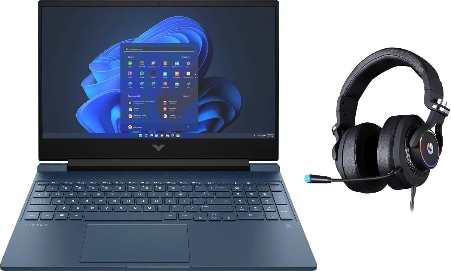 لپ تاپ گیمینگ HP Victus 15 مدل 2023، صفحه نمایش 15.6 اینچی FHD 144Hz، پردازنده نسل سیزدهم Core i5-13420H، رم 32 گیگابایت، حافظه 2 ترابایت SSD، کارت گرافیک NVIDIA GeForce RTX 3050 6GB، کیبورد با نور پس زمینه، ویندوز 11، آبی (ارتقا یافته) به همراه هدست گیمینگ رایگان HP H500GS