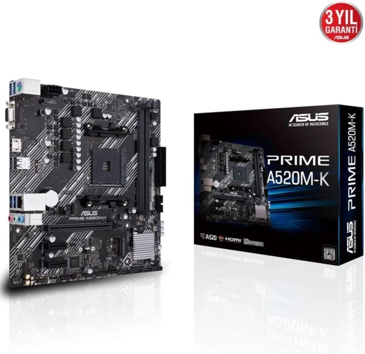 مادربرد ASUS PRIME A520M-K (AMD A520) (Ryzen AM4) micro ATX با پشتیبانی از M.2، اترنت 1 گیگابیتی، HDMI/D-Sub، SATA 6 Gbps، USB 3.2 Gen 1 Type-A