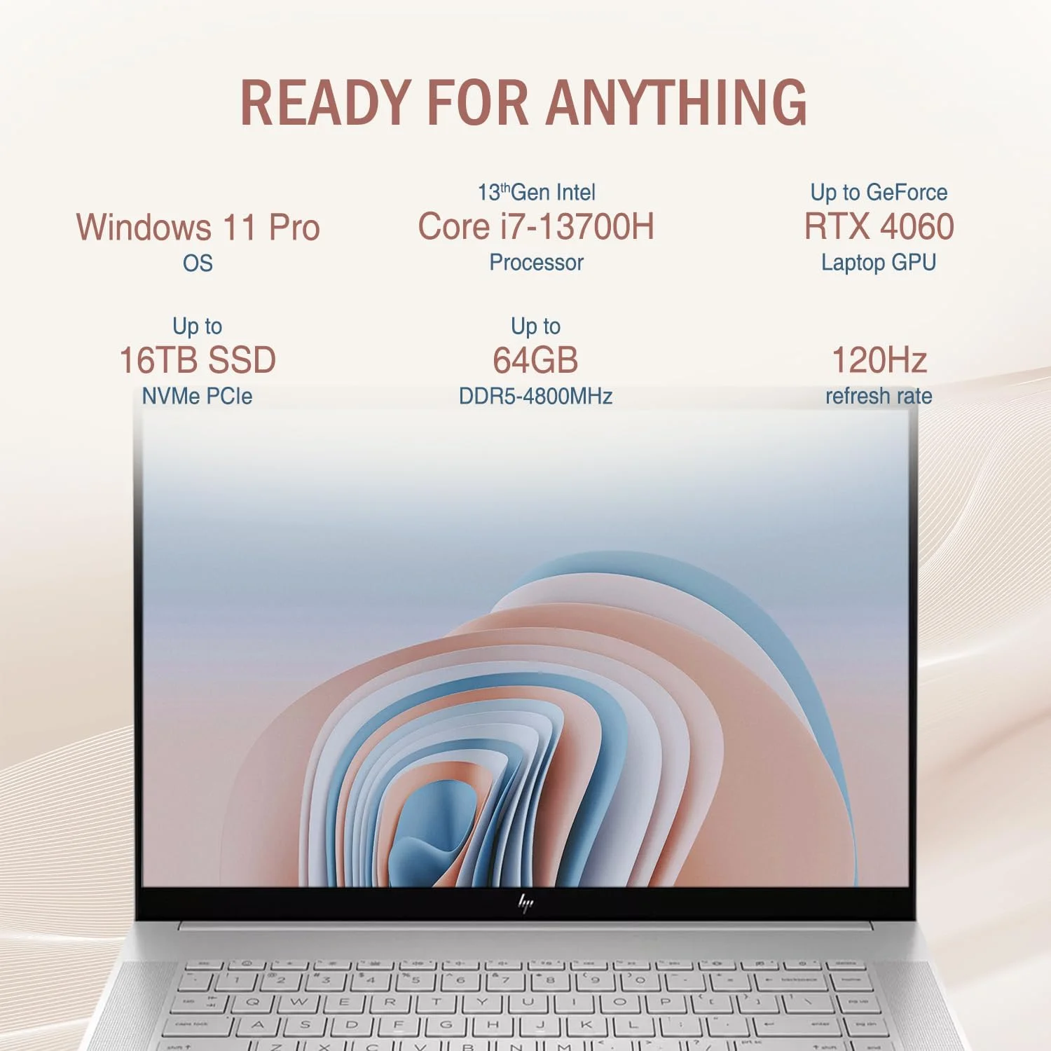 لپ تاپ تجاری HP Envy i7 4060، صفحه نمایش لمسی 16 اینچی WQXGA 120 هرتز، Intel Core i7-13700H، GeForce RTX 4060، رم 64 گیگابایتی DDR5، SSD 2 ترابایتی PCIe M.2، Wi-Fi 6، Windows 11 Pro، نقره ای لپ تاپ تجاری HP Envy i7 4060، صفحه نمایش لمسی 16 اینچی WQXGA 120 هرتز، Intel Core i7-13700H، GeForce RTX 4060، رم 64 گیگابایتی DDR5، SSD 2 ترابایتی PCIe M.2، Wi-Fi 6، Windows 11 Pro، نقره ای