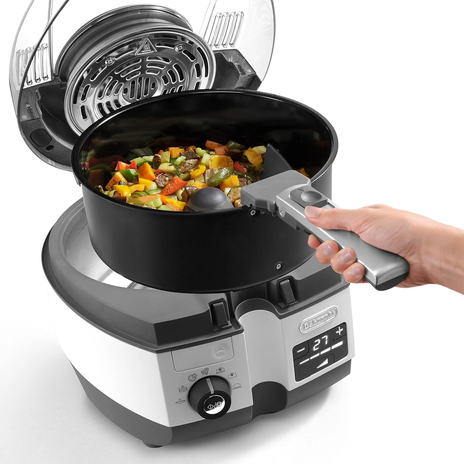سرخ کن چند منظوره De'Longhi MultiFry با سیستم گرمایش فراگیر، پخت و پز چندگانه، گریل کردن، کباب کردن، برشته کردن، پختن، نان تست کردن، ظرفیت 1.7 کیلوگرم، قابل برنامه ریزی، FH1396/1، سفید و خاکستری سرخ کن چند منظوره De'Longhi MultiFry با سیستم گرمایش فراگیر، پخت و پز چندگانه، گریل کردن، کباب کردن، برشته کردن، پختن، نان تست کردن، ظرفیت 1.7 کیلوگرم، قابل برنامه ریزی، FH1396/1، سفید و خاکستری