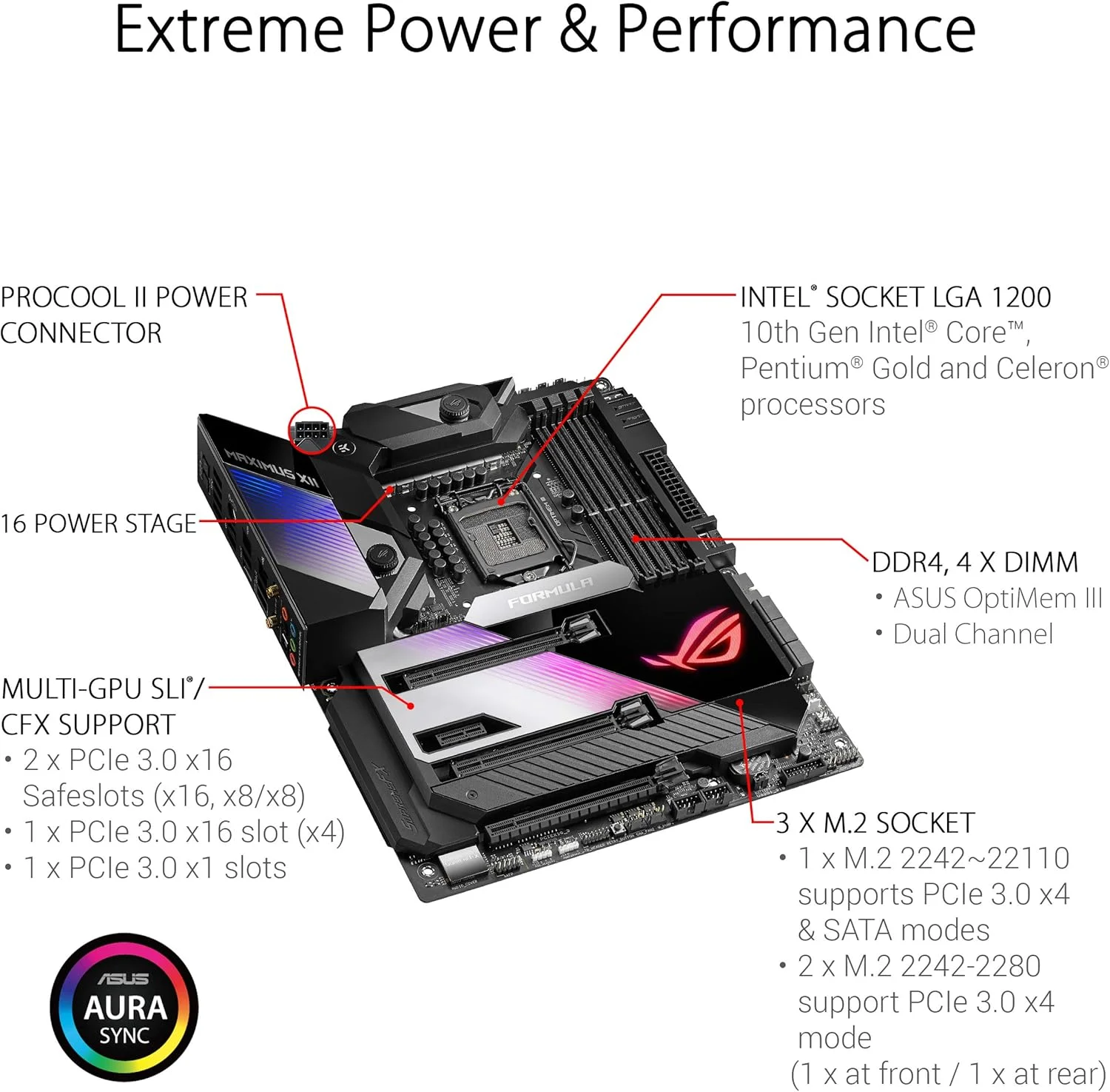 مادربرد ایسوس ROG MAXIMUS XII FORMULA (INTEL Z490) (WiFi 6) LGA 1200 Intel Z490 SATA 6Gb/s ATX