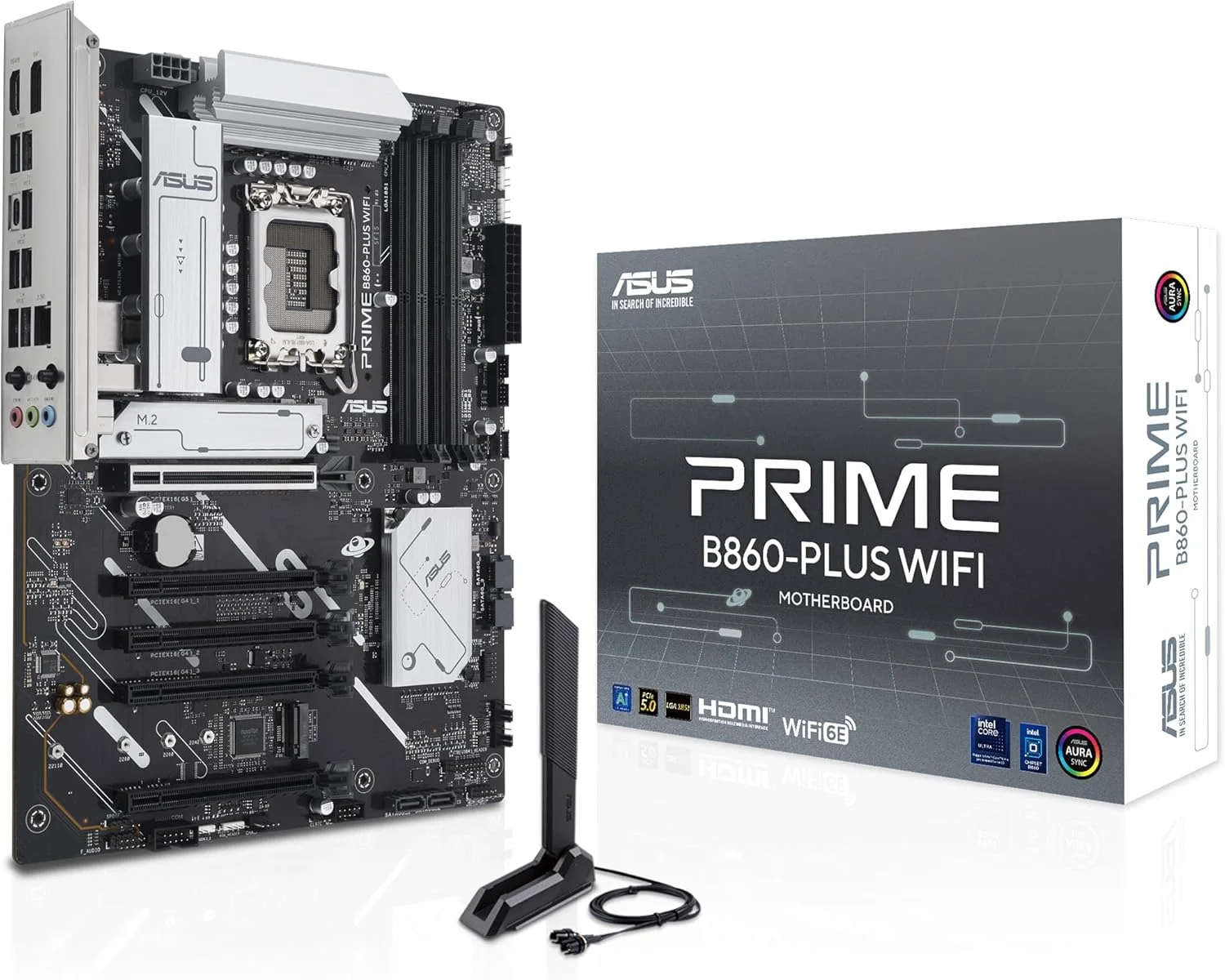 مادربرد ASUS Prime B860-PLUS WiFi B860 LGA 1851 ATX، آماده برای پردازنده‌های Intel® Core™ Ultra Series 2، دارای هوش مصنوعی پیشرفته، 8+1+1+1 فاز، DDR5، PCIe 5.0، HDMI، USB 20Gbps Type-C®، 2 x M.2، WiFi 6E، 2.5Gb LAN