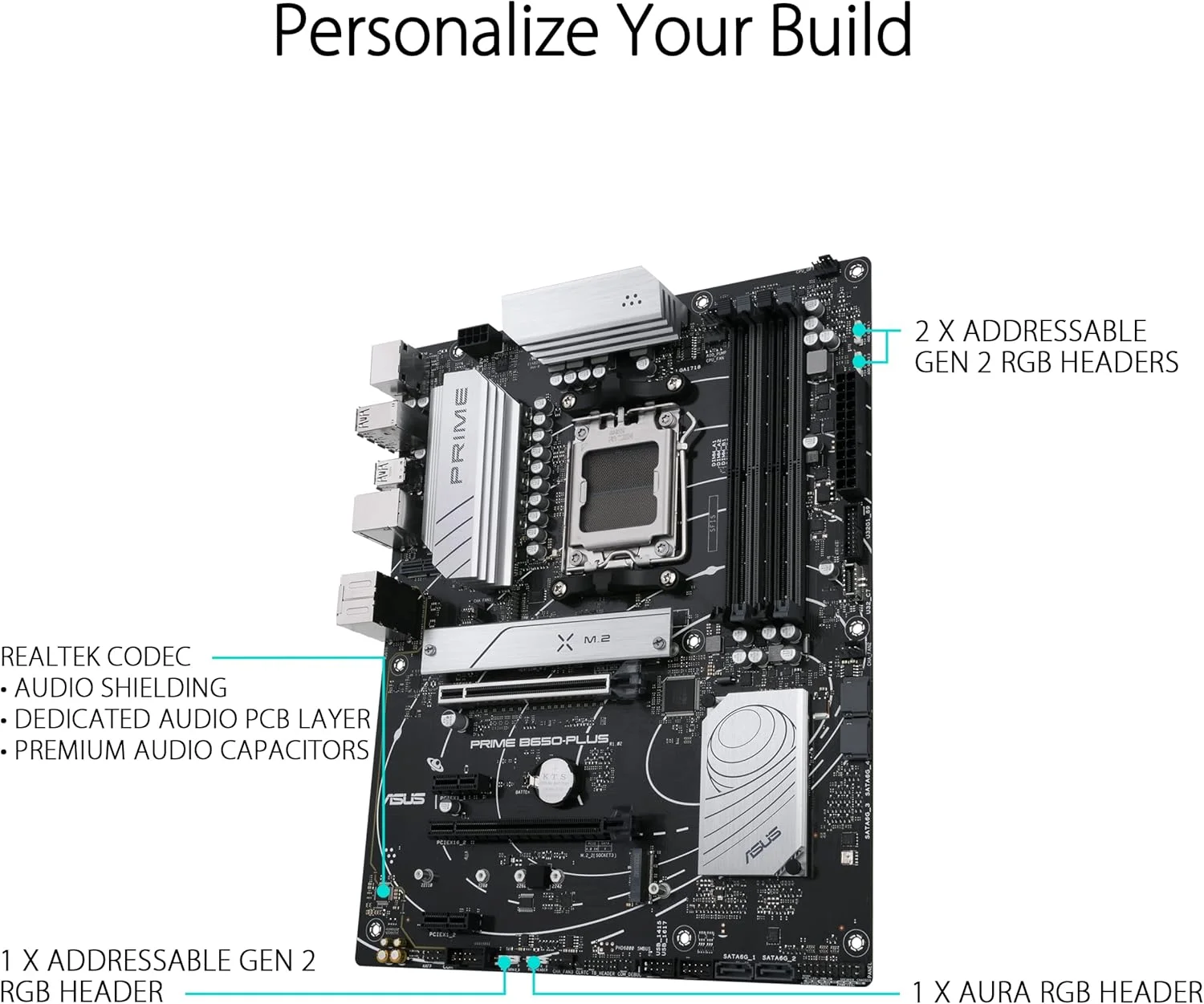 مادربرد ASUS Prime B650-PLUS AMD B650 (Ryzen 7000) ATX (DDR5, PCIe 5.0 M.2, اترنت 2.5 گیگابیتی, DisplayPort, HDMI®, USB 3.2 Gen 2 Type-C®, USB 3.2 Gen 1 Type-C® جلو, BIOS Flashback™, پشتیبانی از USB4®)