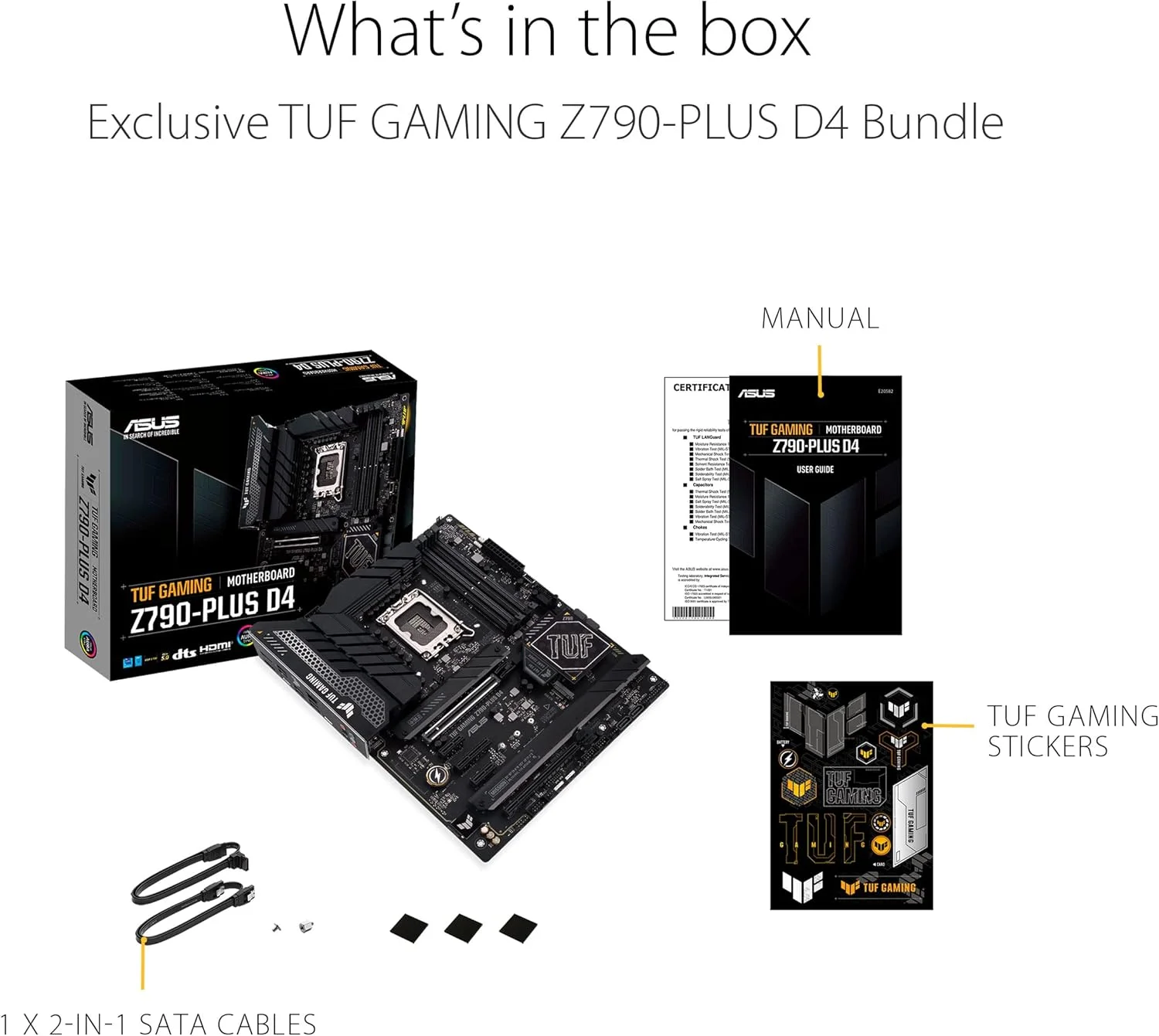 مادربرد ایسوس TUF GAMING Z790 PLUS D4 ATX، سوکت Intel LGA1700، چیپست Intel Z790، اترنت 2.5 گیگابیتی، Armoury Crate، 4 اسلات M.2 و 4 پورت SATA 6Gb/s - مشکی
