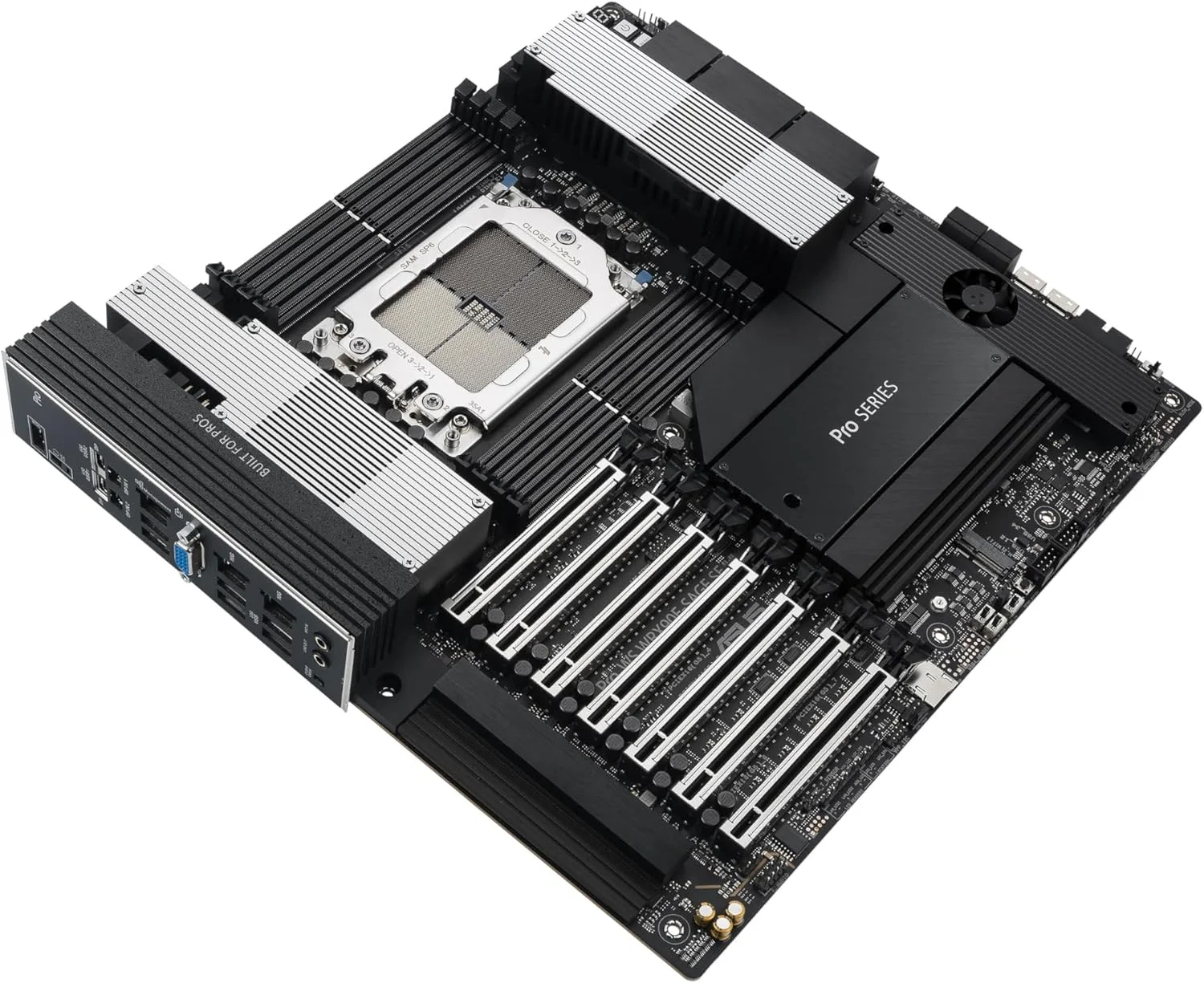 مادربرد ورک استیشن ASUS Pro WS WRX90E-SAGE SE EEB، AMD Ryzen™ Threadripper™ PRO سری 7000 WX، ECC R-DIMM DDR5، 32 Power-Stage، 7xPCIe 5.0x16، PCIe 5.0 M.2، LAN 10Gb & 2.5Gb، پشتیبانی از Multi-GPU