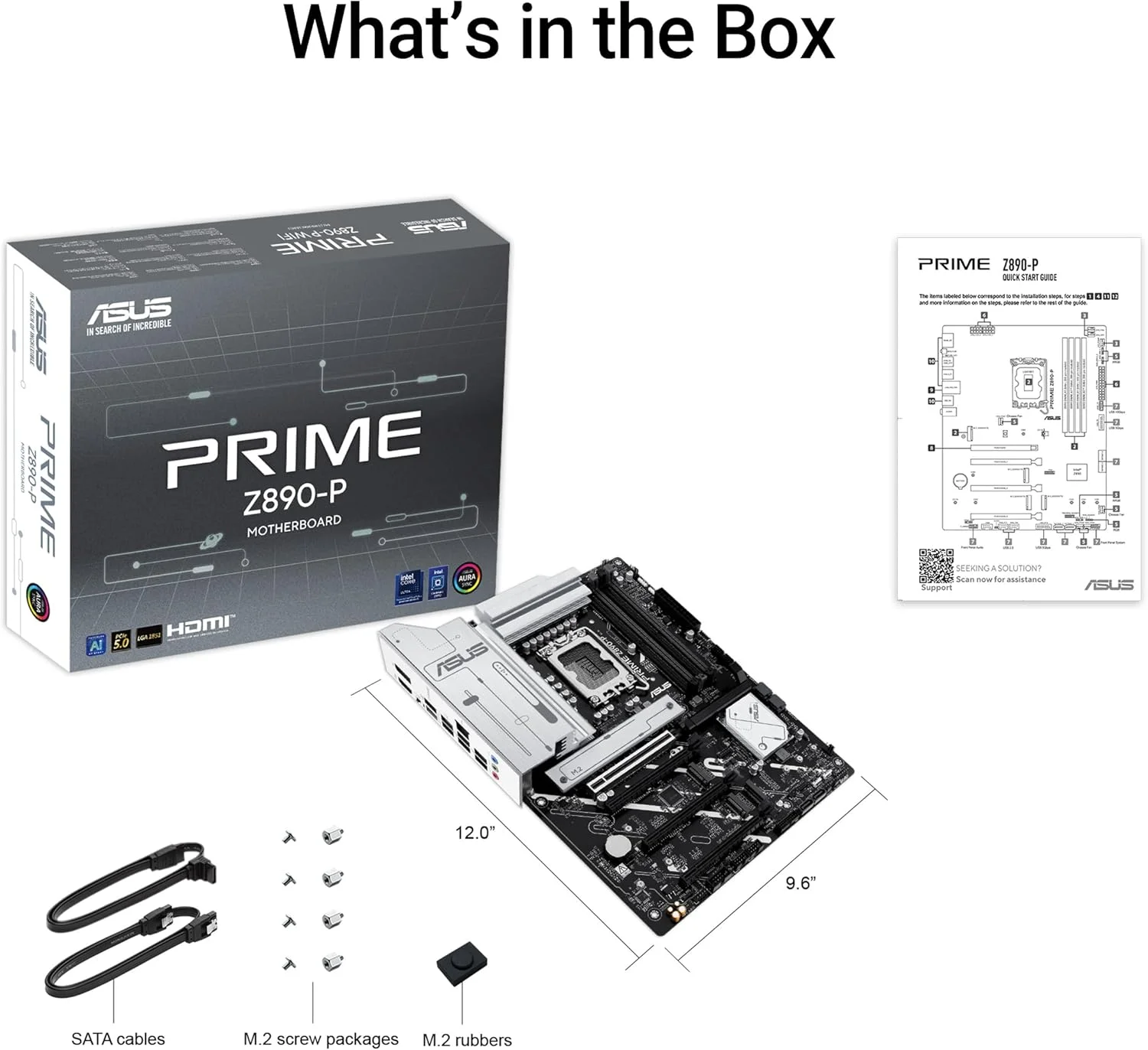 مادربرد ایسوس Prime Z890-P LGA1851 ATX: چیپست Intel Z890، 4 اسلات DIMM، DDR5، USB 20Gbps، HDMI، PCIe 4.0 x16، 4 اسلات M.2، SATA 6Gb/s، صدای فراگیر 7.1 HD، Aura Sync - مشکی