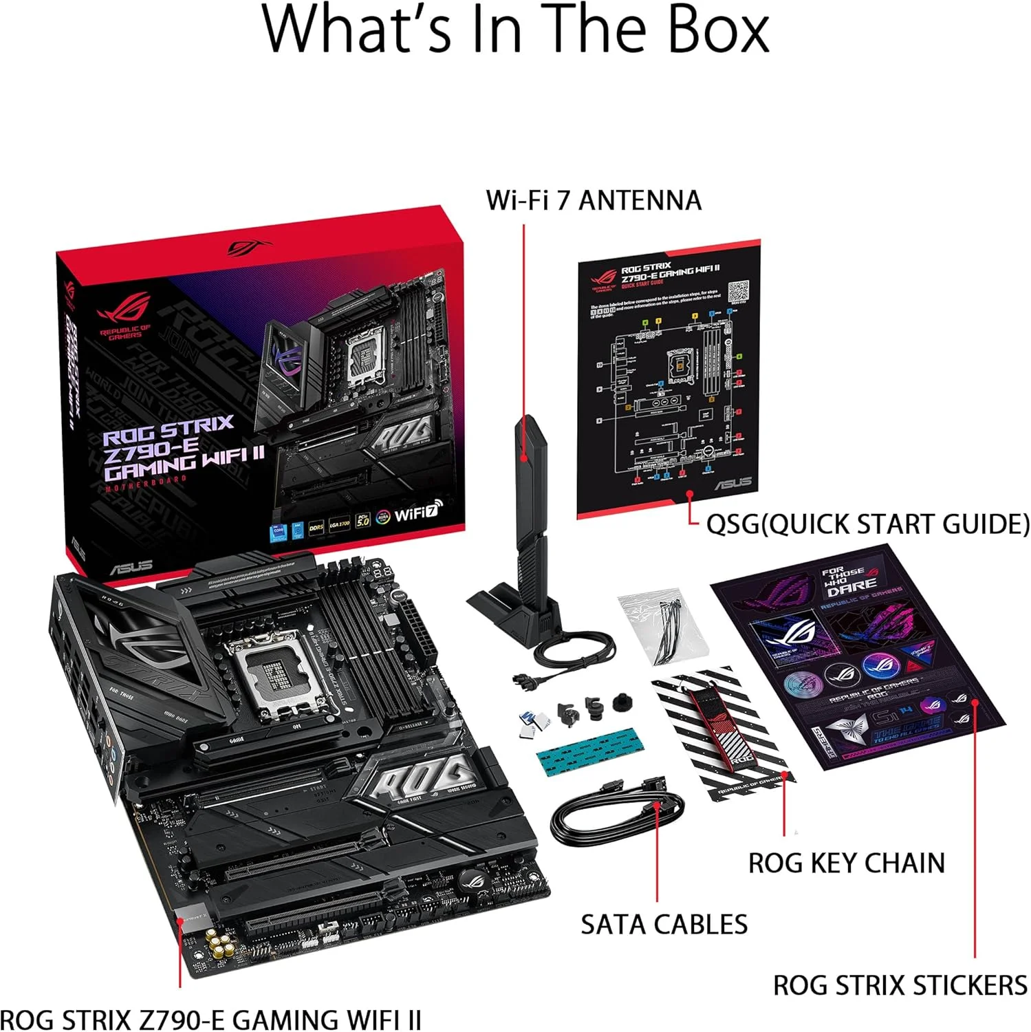 مادربرد گیمینگ ایسوس ROG Strix Z790-E Gaming WiFi II LGA 1700 (پشتیبانی از نسل 14، 13 و 12 اینتل) ATX (DDR5، PCIe 5.0، LAN 2.5 گیگابیتی، 5 اسلات M.2، PCIe 5.0 x16، WiFi 7، کانکتور پنل جلویی با PD 3.0 تا 30 وات)