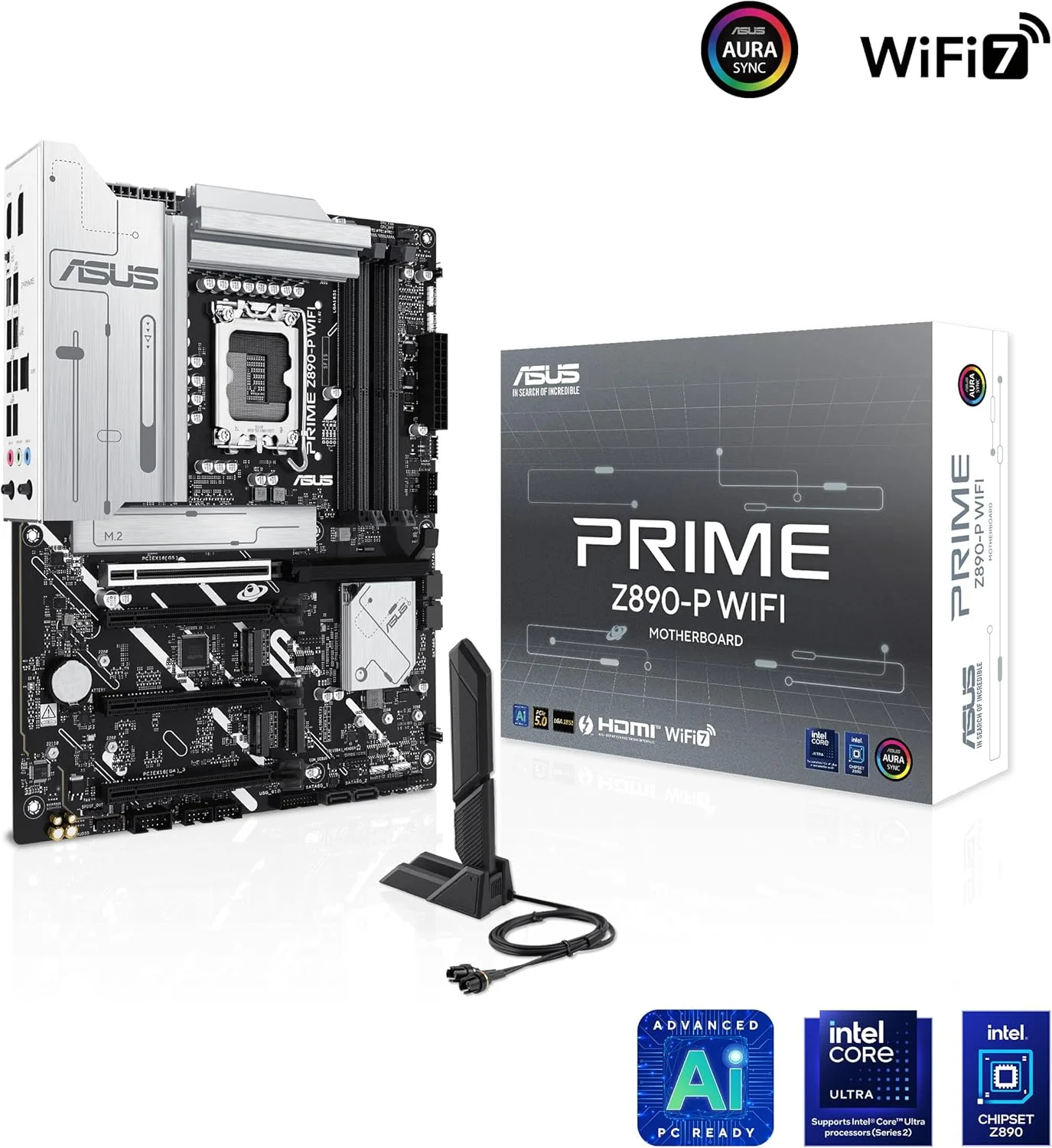 مادربرد ایسوس Prime Z890-P LGA1851 ATX: چیپست Intel Z890، 4 اسلات DIMM، DDR5، USB 20Gbps، HDMI، PCIe 4.0 x16، 4 اسلات M.2، SATA 6Gb/s، صدای فراگیر 7.1 HD، Aura Sync - مشکی