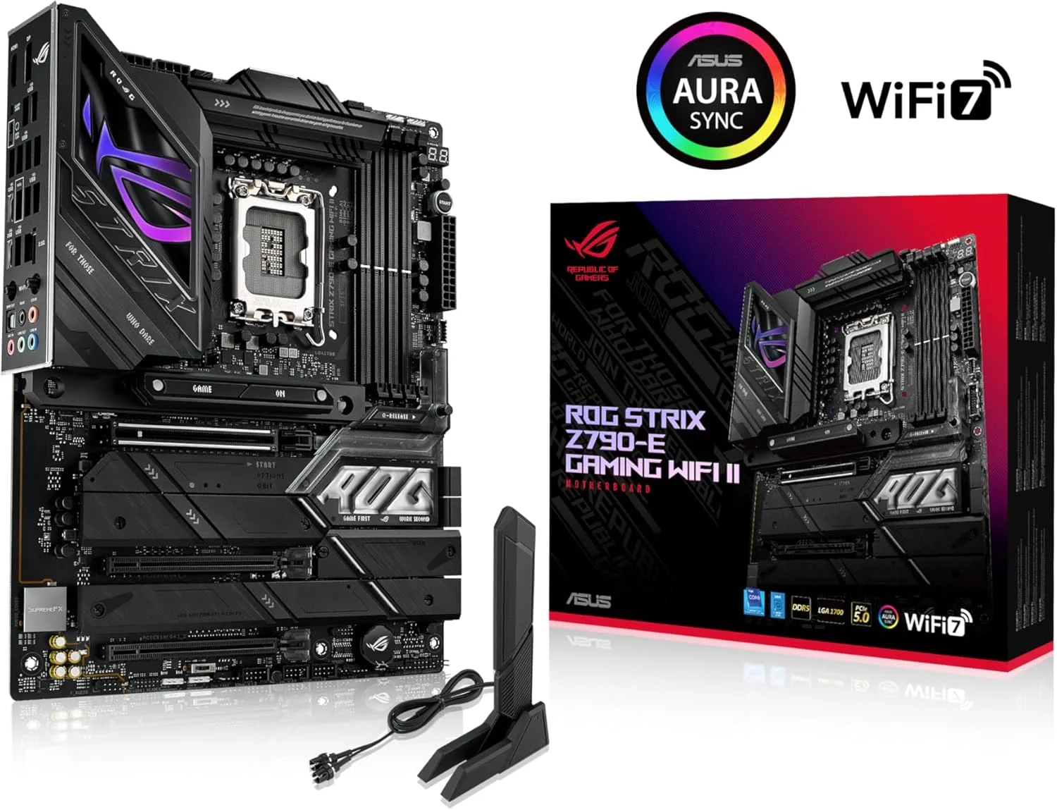 مادربرد گیمینگ ایسوس ROG Strix Z790-E Gaming WiFi II LGA 1700 (پشتیبانی از نسل 14، 13 و 12 اینتل) ATX (DDR5، PCIe 5.0، LAN 2.5 گیگابیتی، 5 اسلات M.2، PCIe 5.0 x16، WiFi 7، کانکتور پنل جلویی با PD 3.0 تا 30 وات)
