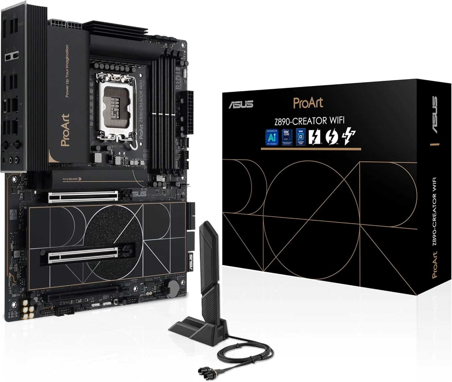 مادربرد ASUS ProArt Z890-CREATOR WIFI Z890 LGA 1851 ATX، آماده برای پردازنده های Intel® Core™ Ultra Series 2، دارای 16+2+1+2 مرحله، PCIe® 5.0، DDR5، Thunderbolt™ 5 Type-C®، LAN 10+2.5 گیگابیتی، WiFi 7، 5x M.2، AI OC