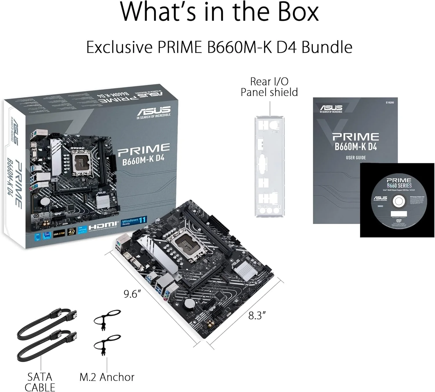 مادربرد ایسوس پرایم B660M K D4 اینتل B660 Lga 1700 Matx با Pcie 4.0، دو اسلات M.2، DDR4، HDMI، D Sub، Realtek 1GB Ethernet، USB 3.2 Gen 1 جلویی، کنترل نورپردازی ایسوس مشکی، ASUCMPB660MK0