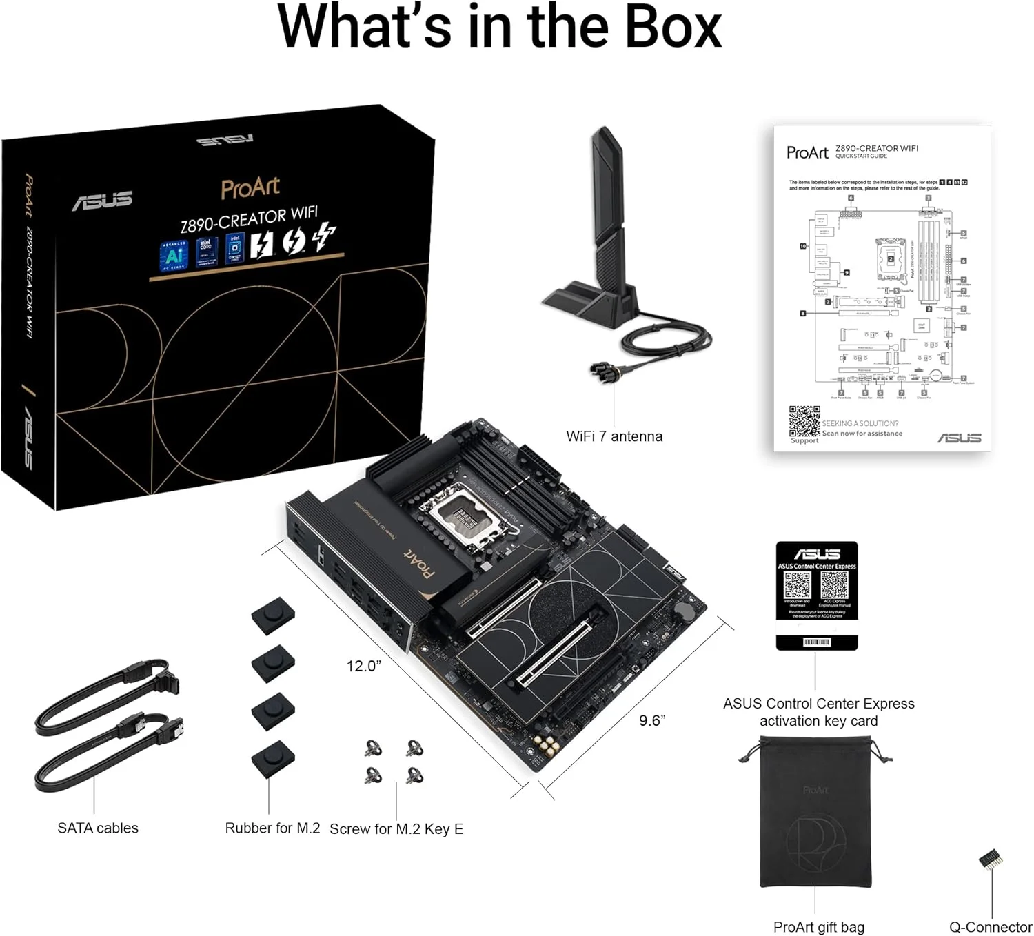 مادربرد ASUS ProArt Z890-CREATOR WIFI Z890 LGA 1851 ATX، آماده برای پردازنده های Intel® Core™ Ultra Series 2، دارای 16+2+1+2 مرحله، PCIe® 5.0، DDR5، Thunderbolt™ 5 Type-C®، LAN 10+2.5 گیگابیتی، WiFi 7، 5x M.2، AI OC