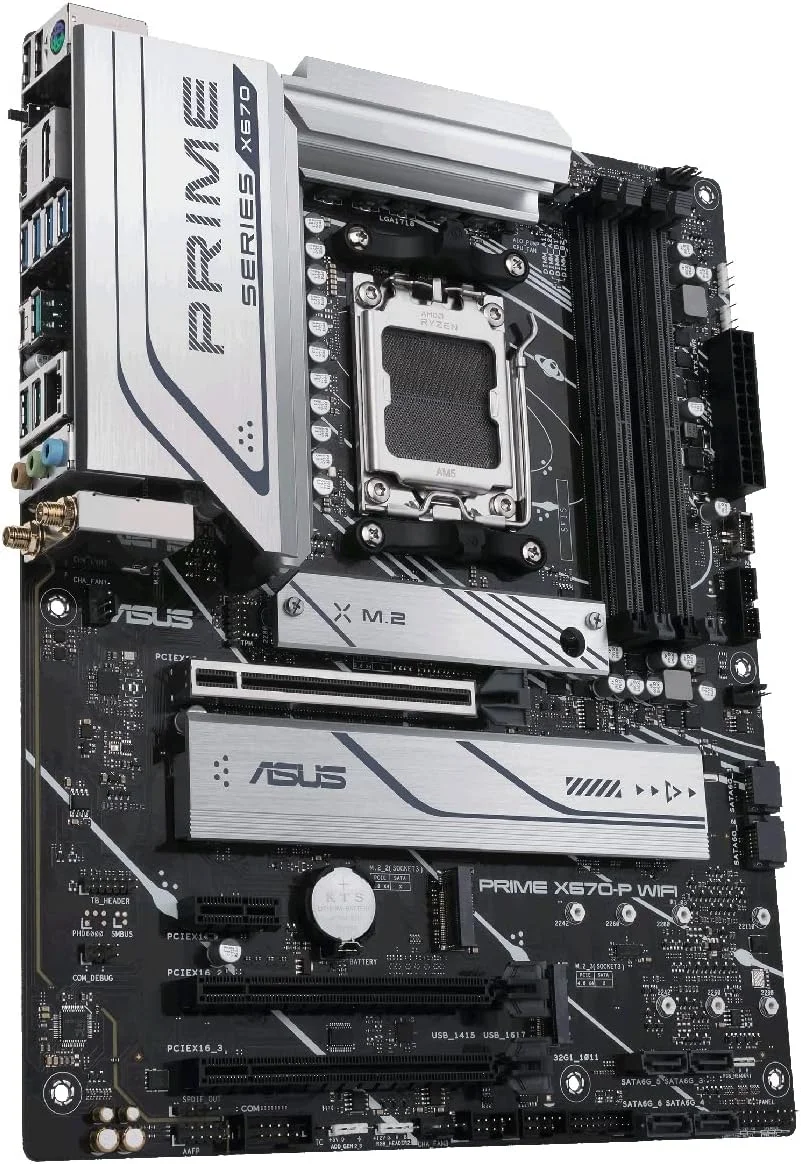 مادربرد ایسوس پرایم X670-P WiFi سوکت AM5، LGA 1718، Ryzen 7000 ATX، DDR5، سه اسلات M.2، USB 3.2 Gen 2x2 Type-C، پشتیبانی از USB4، WiFi 6، اترنت 2.5 گیگابیتی - مشکی