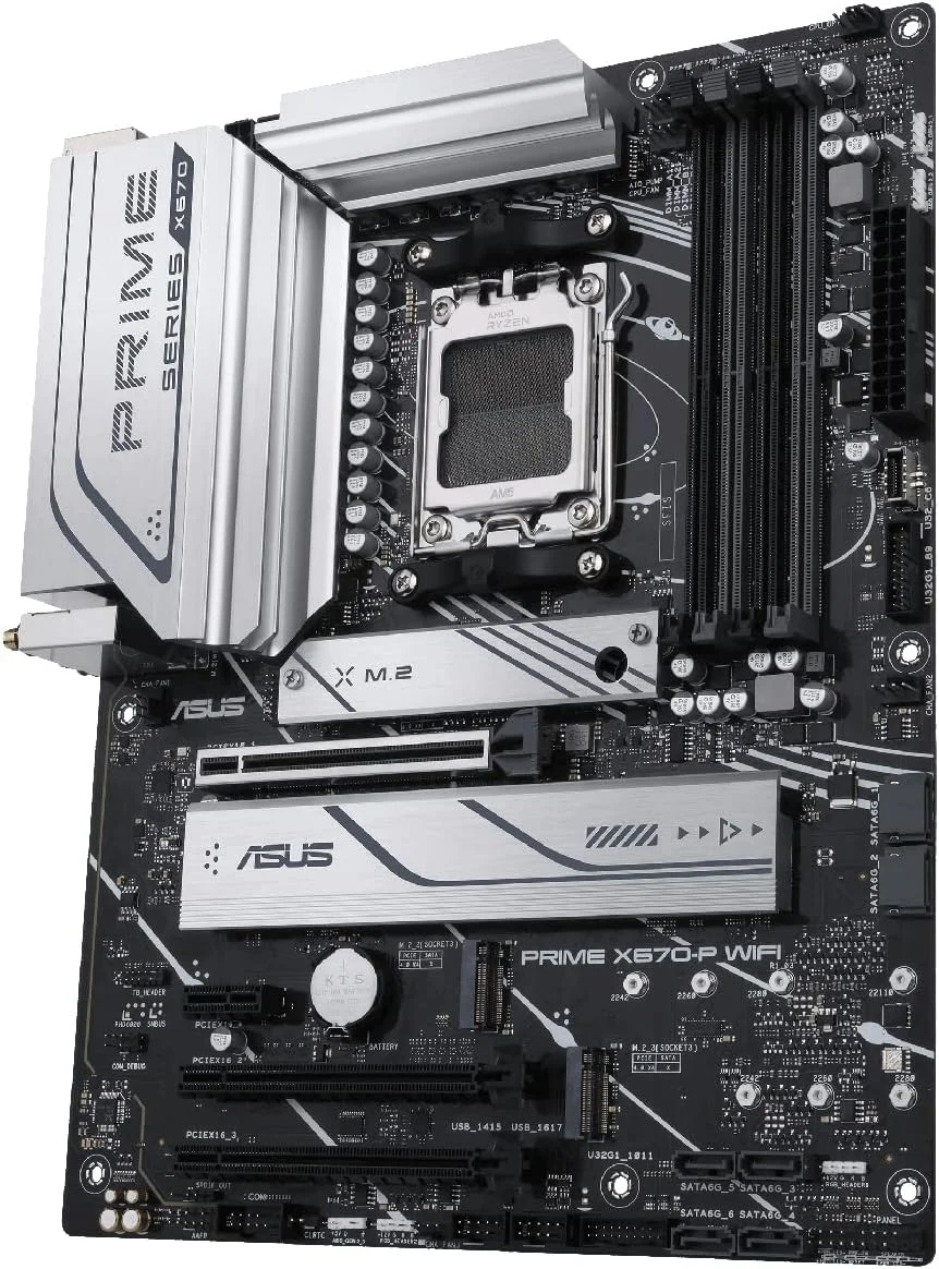 مادربرد ایسوس پرایم X670-P WiFi سوکت AM5، LGA 1718، Ryzen 7000 ATX، DDR5، سه اسلات M.2، USB 3.2 Gen 2x2 Type-C، پشتیبانی از USB4، WiFi 6، اترنت 2.5 گیگابیتی - مشکی