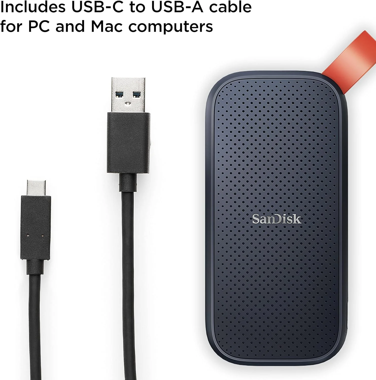 اس اس دی پرتابل 1 ترابایتی SanDisk - تا 800 مگابایت بر ثانیه، USB-C، USB 3.2 Gen 2 - SDSSDE30-1T00-G26