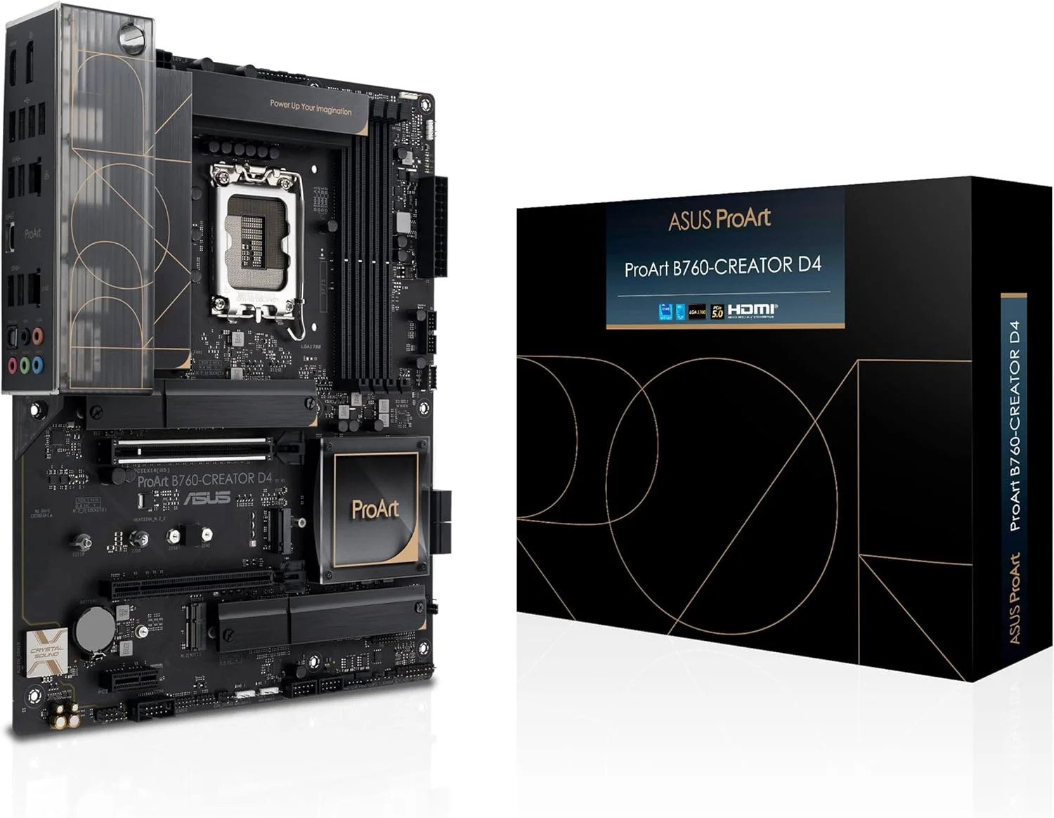 مادربرد ASUS ProArt B760-CREATOR D4 Intel LGA 1700 (نسل سیزدهم و دوازدهم) ATX مخصوص تولید محتوا، DDR4، PCIe 5.0، 3xM.2 Slots، LAN 2.5Gb & 1Gb، USB 3.2 Gen 2x2 Type-C در جلو، هدر Thunderbolt (USB4®)
