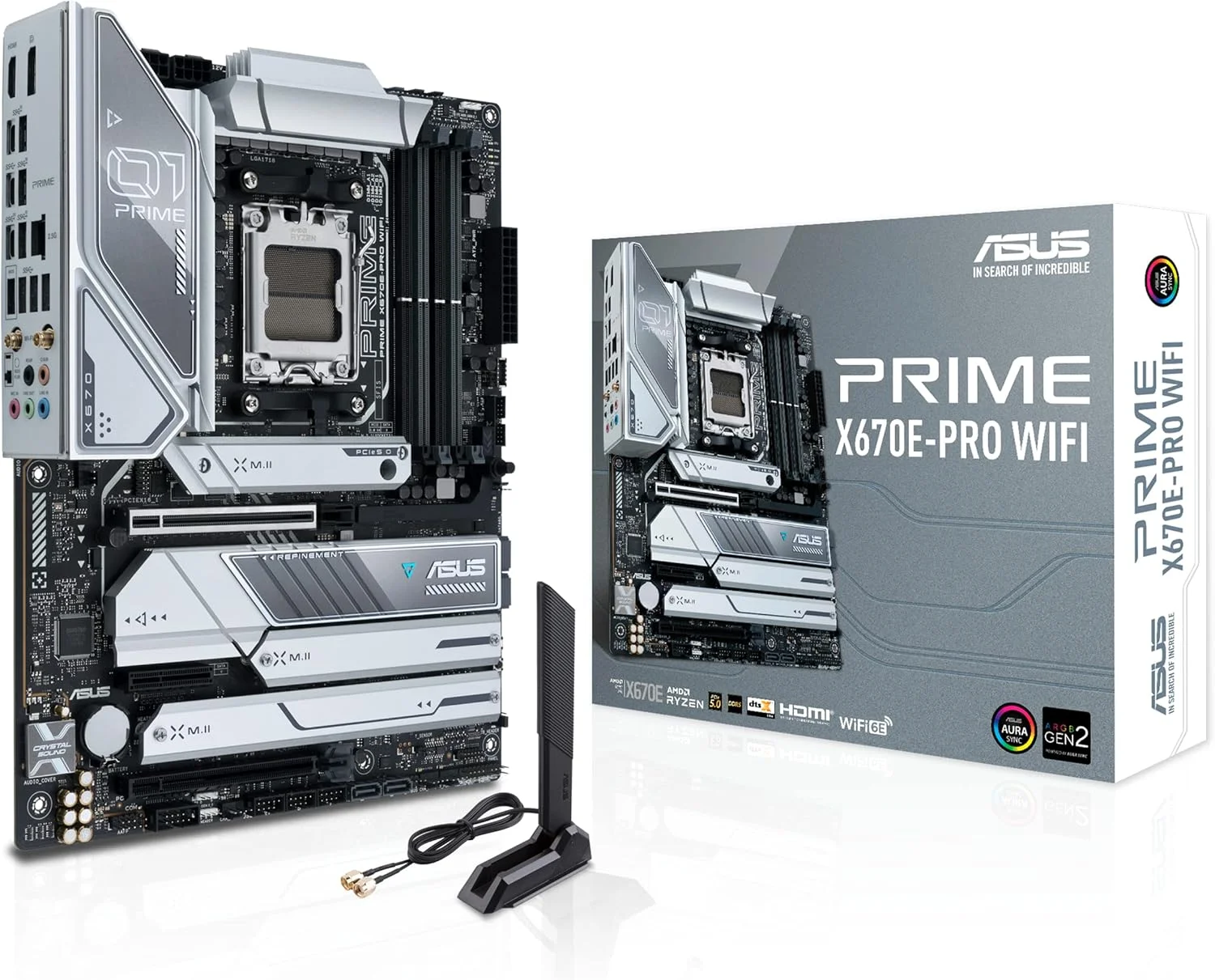 مادربرد ایسوس پرایم X670E-PRO WiFi سوکت AM5، LGA 1718، Ryzen 7000 ATX، PCIe 5.0، DDR5، 4 اسلات M.2، USB 3.2 Gen 2x2 Type-C، پشتیبانی از USB4، WiFi 6E، 2.5G - مشکی (بازسازی شده)